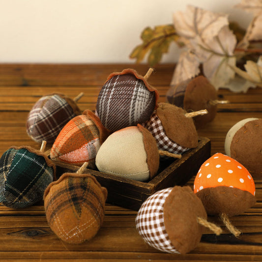 12 Pcs Thanksgiving Felt Acorn Ornaments Decor Fall 3D Fabric Natural Acorn Hanging Ornament for DIY Craft Thanksgiving Festival Christmas Tree Home Kitchen Table Decor, 3.15 Inch