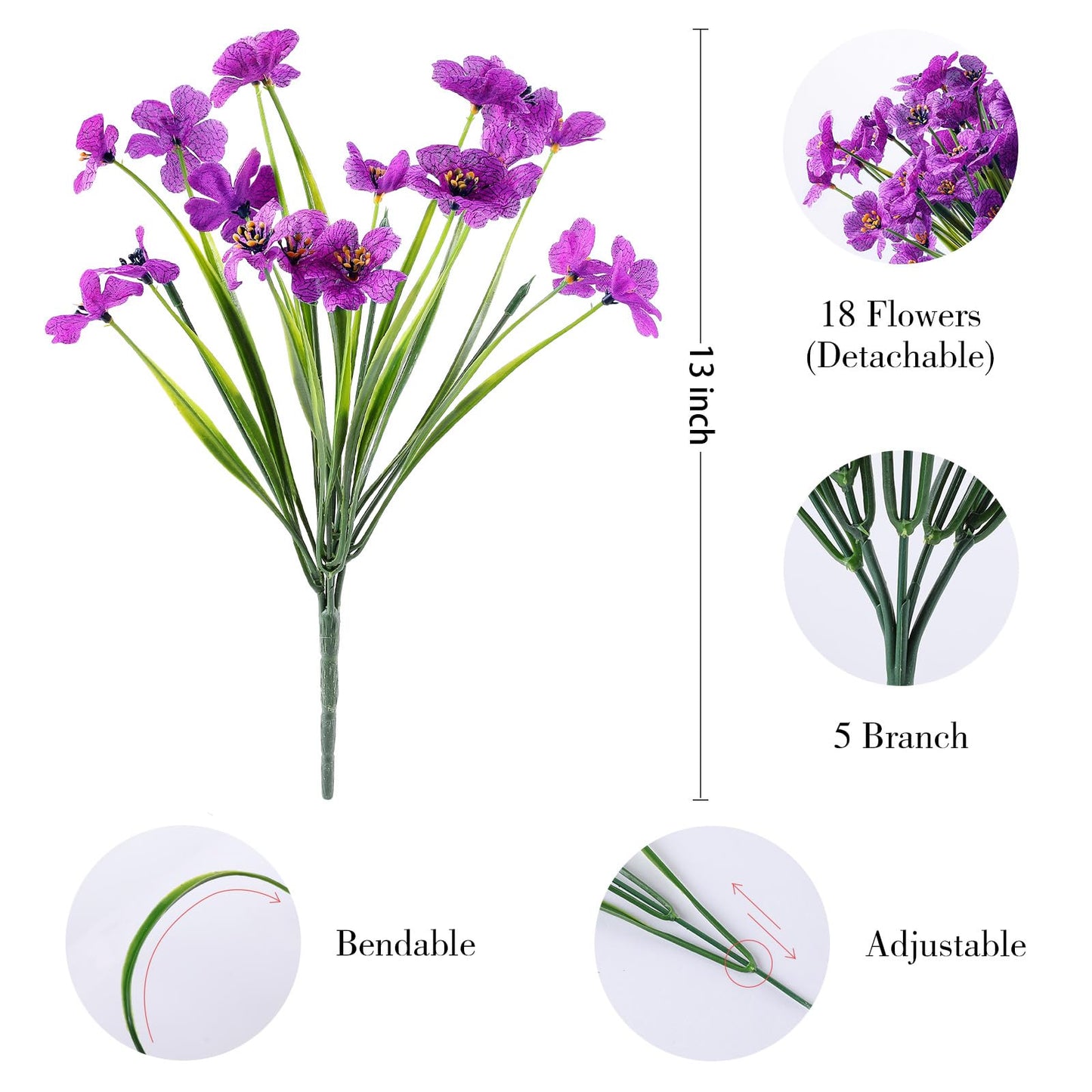 AGIRL 24 Bundles Artificial Flowers for Outdoor,No Fade Fake Plastic Flowers Faux Plants for Decoration Hanging Planters Indoor Outside Garden Porch Window Box Home Wedding Farmhouse