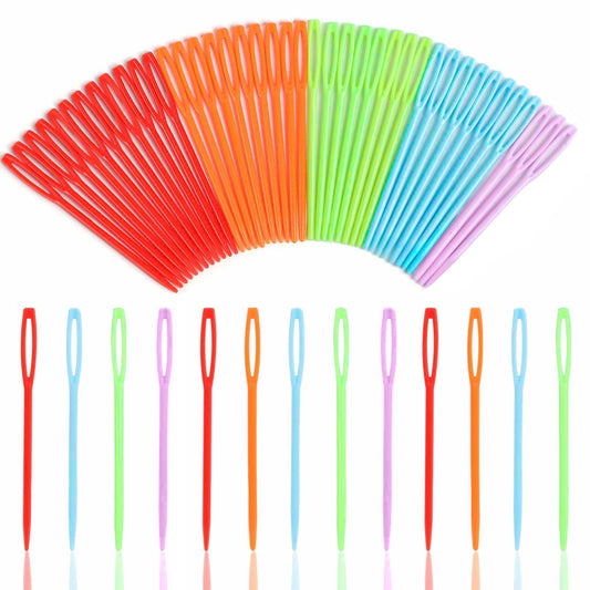 LoveInUSA 100 PCS Plastic Needles for Kids, Large Eye Plastic Needles Plastic Sewing Needles for Handmade Crafts DIY Notions Stitchery