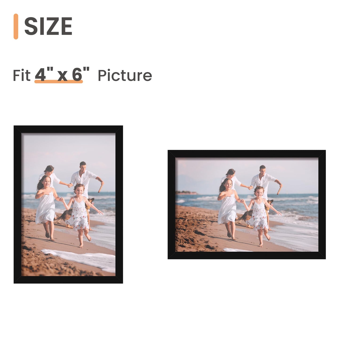 4x6 Picture Frame Set of 3, Made of High Definition Glass for 4 x 6, Wall and Tabletop Display Thin Border Photo Frames for Home Décor, Black