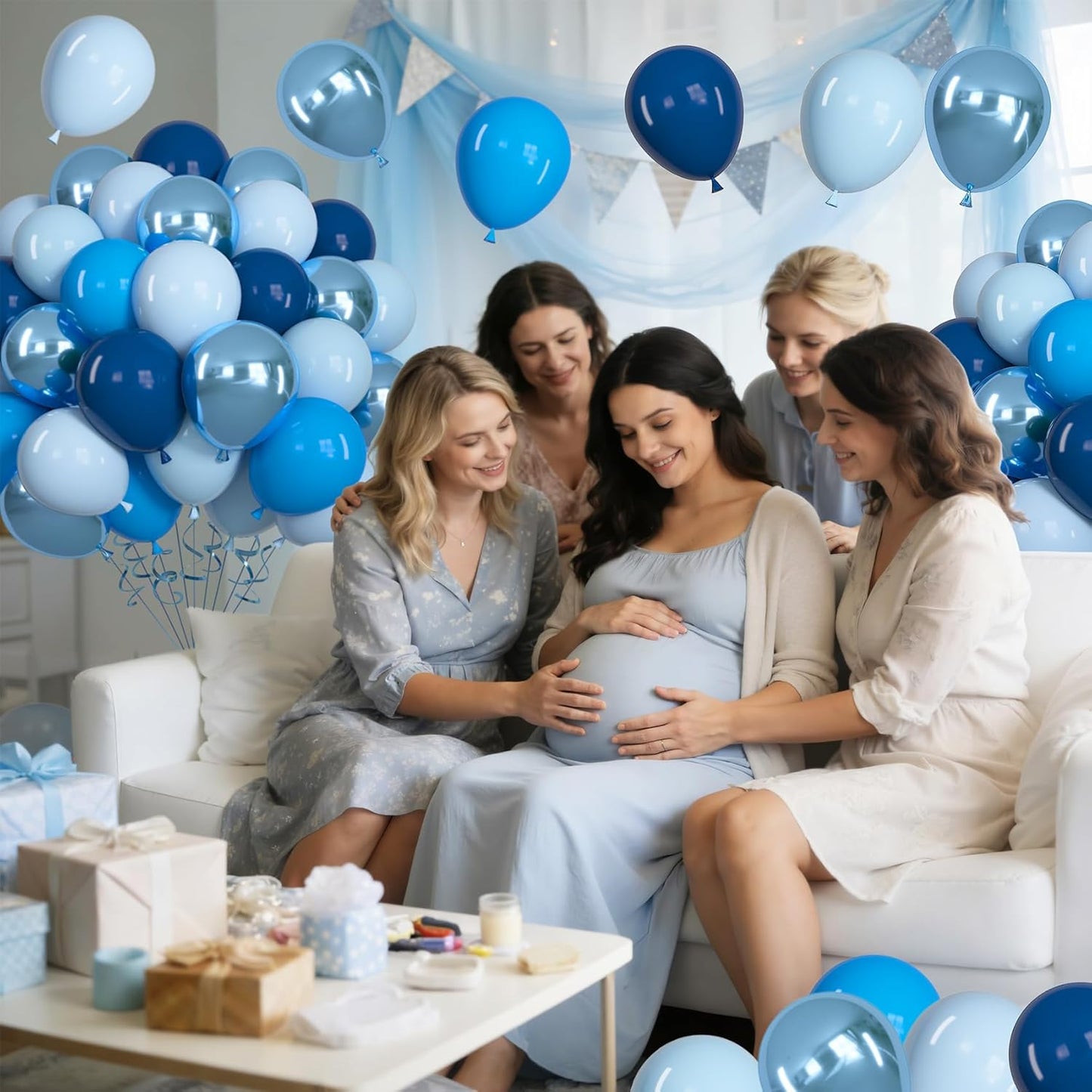 Life 71pcs Blue Balloons Set, 12 inch Metallic Pearl Light Navy Pastel Blue Latex Balloons for Birthday Wedding Bridal Baby Shower Graduation Party Decorations