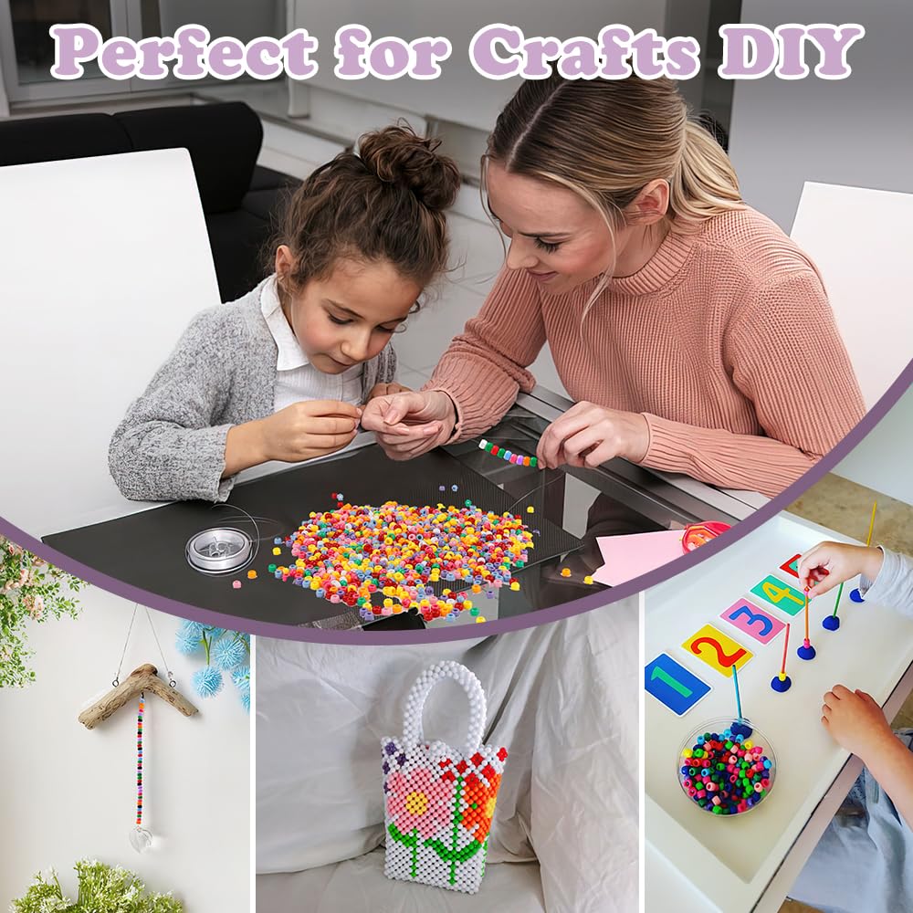 1100pcs Pony Beads Kit: Clear Hair Beads for Jewelry Making, Friendship Bracelets, Crafts & Keychain Necklace Making