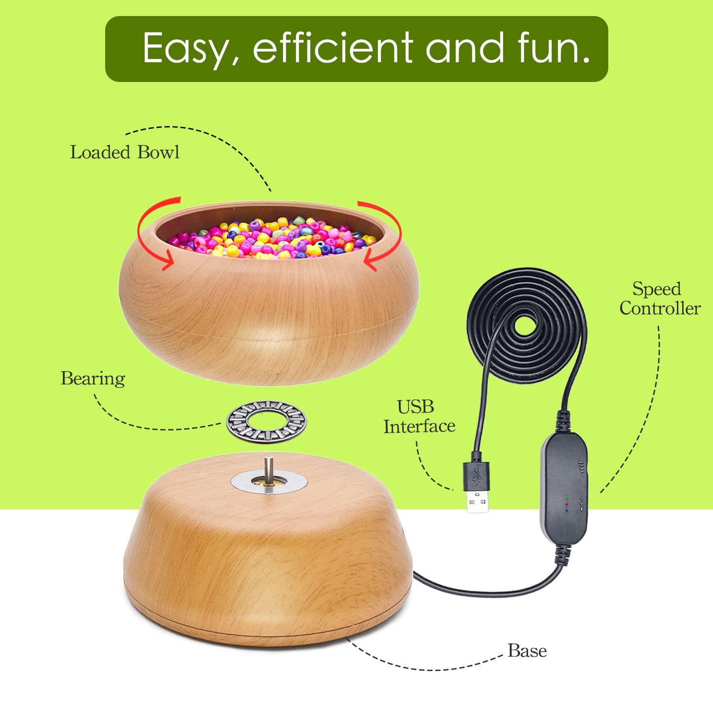 Electric Bead Spinner - Clay Bead Spinner with 2PC Beading Needles and Seed Beads, Waist Beads Kit, Bead Spinner for Jewelry Making, Electric | Speed Adjustment Beading Tools (Original)