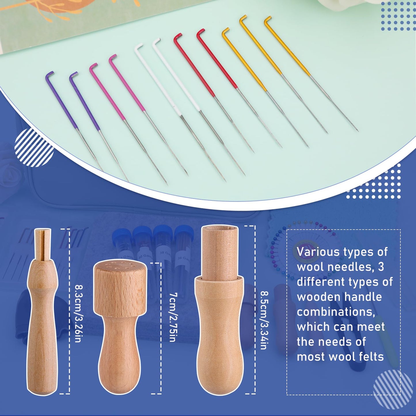 Felting Kit - 6"x6" Felting Pad & Tools with Needles, Finger Guards, Wooden Handle Scissor, Bag for Beginner & Professional DIY