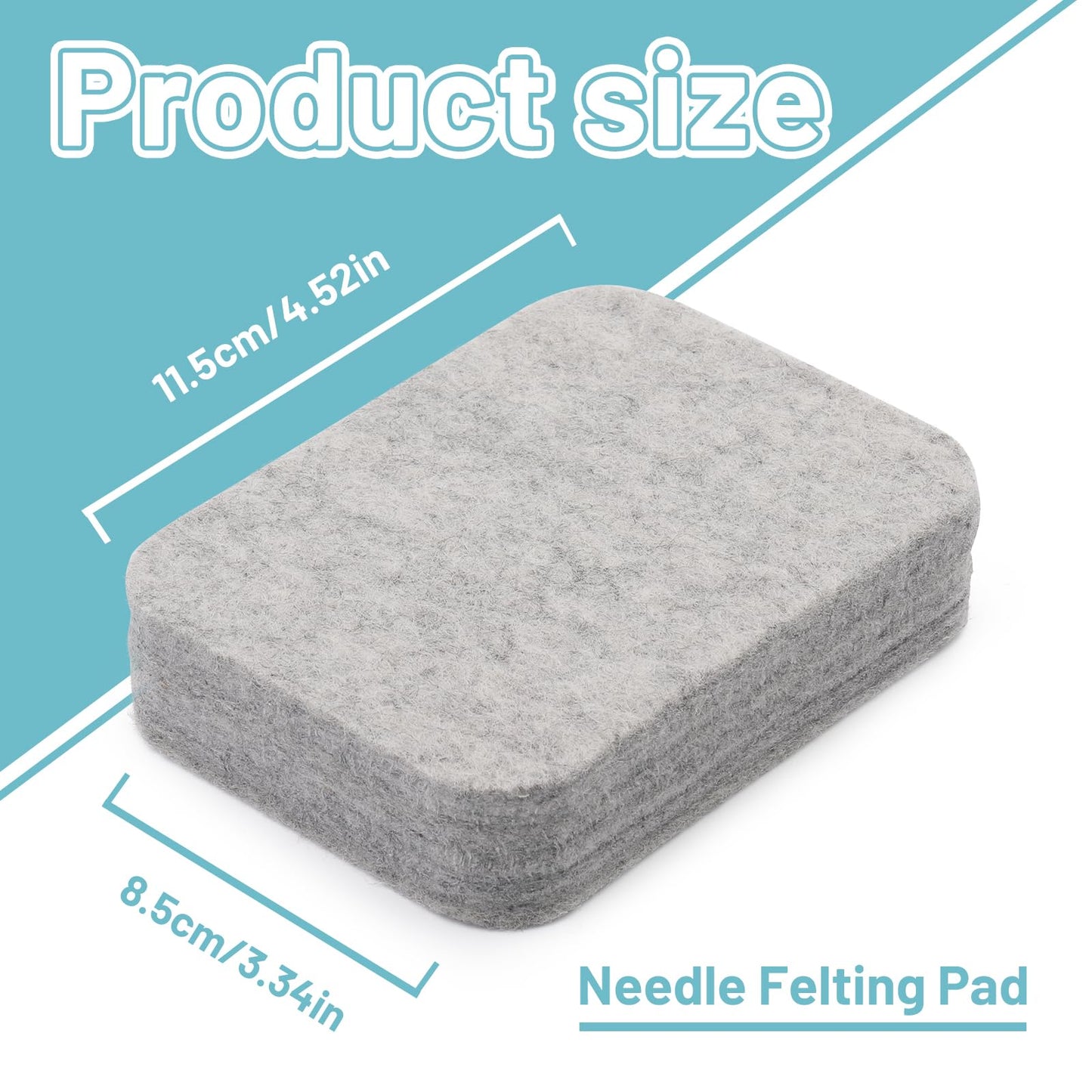 Needle Felting Pad, Grey Sponge Needle Felting Pad, 4.52"x3.34" Natural Wool Needled Felting Mat for Any Wool Felting Makeing