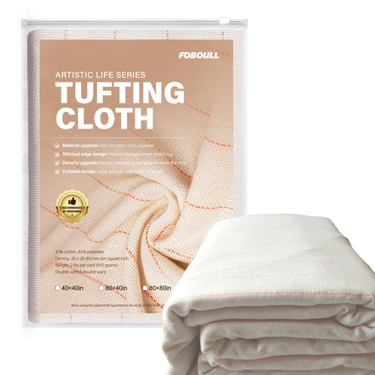 Foboull 40" x 40" Large Overlocking Primary Tufting Cloth for Rug Tufting with Marked Lines, Monks Cloth for Punch Needle for Most Tufting Frame