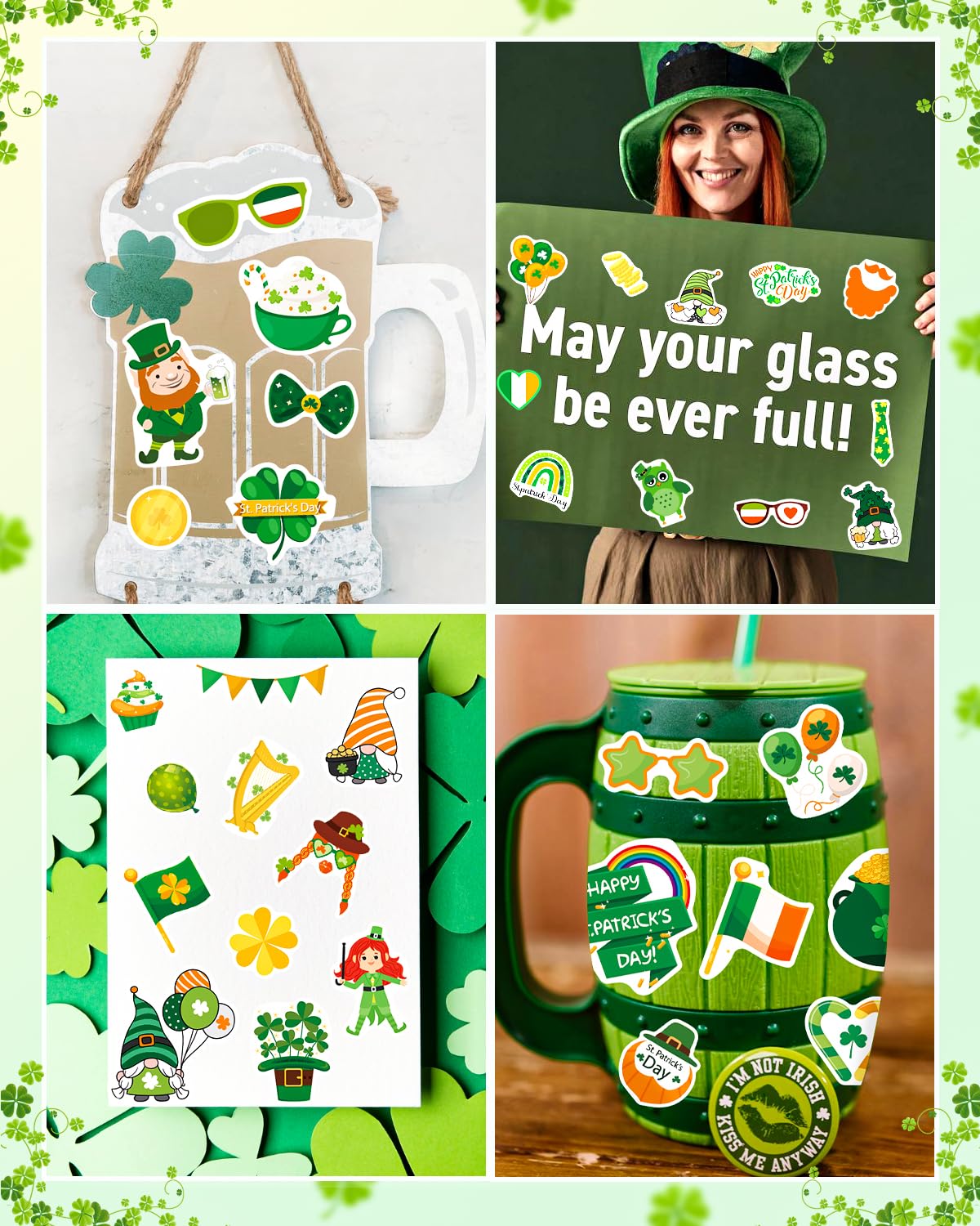 24 Sheets St Patricks Day Stickers for Kids Irish Day Stickers Accessories for Party Favor Crafts Supplies Decoration