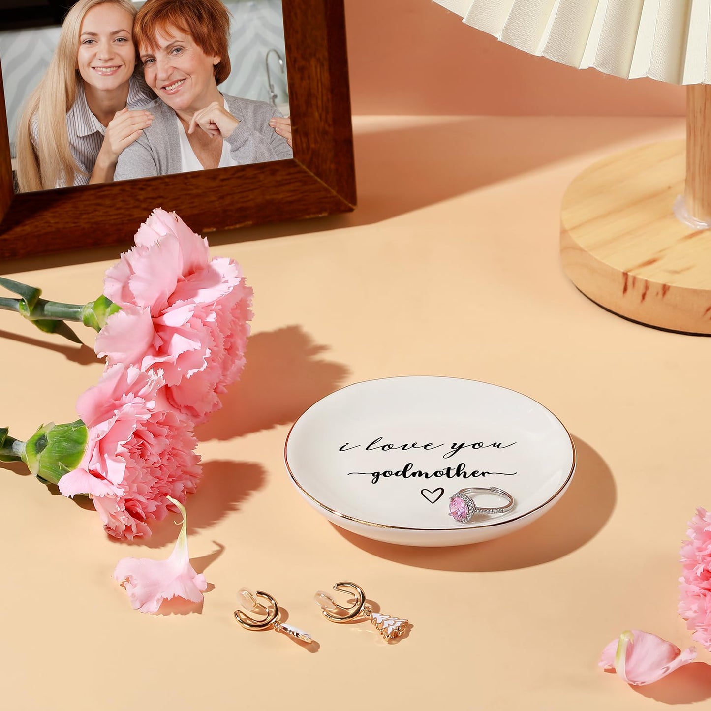 PUDDING CABIN Godmother Gifts: I Love You Ring Dish for Godmother Proposal, Birthday, Mother's Day, Christmas & Wedding
