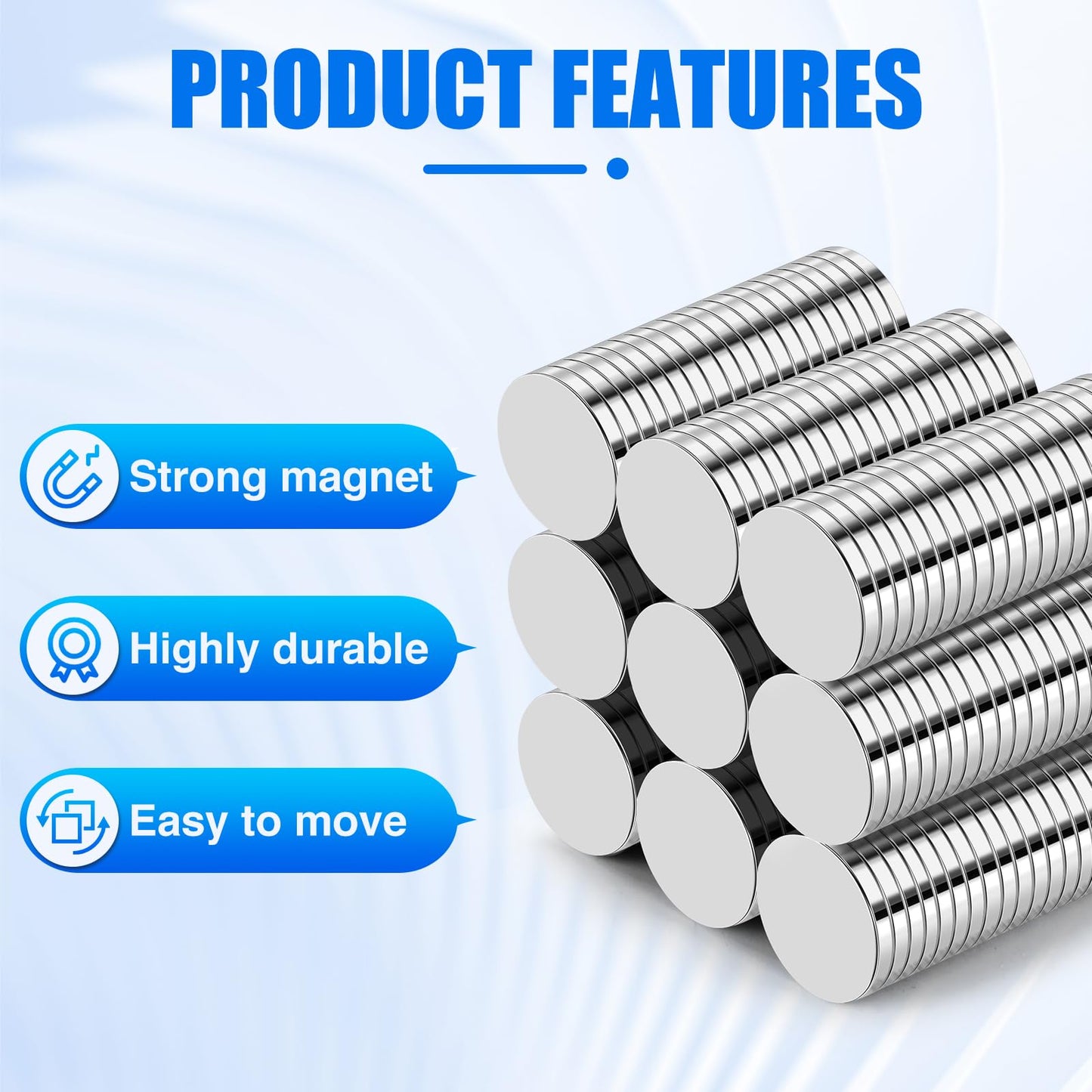 DIYMAG Small Stronge Rare Earth Magnets, 150 Pack, 15x2mm - Neodymium Magnets for Refrigerator, DIY, Crafts, Kitchen & Office