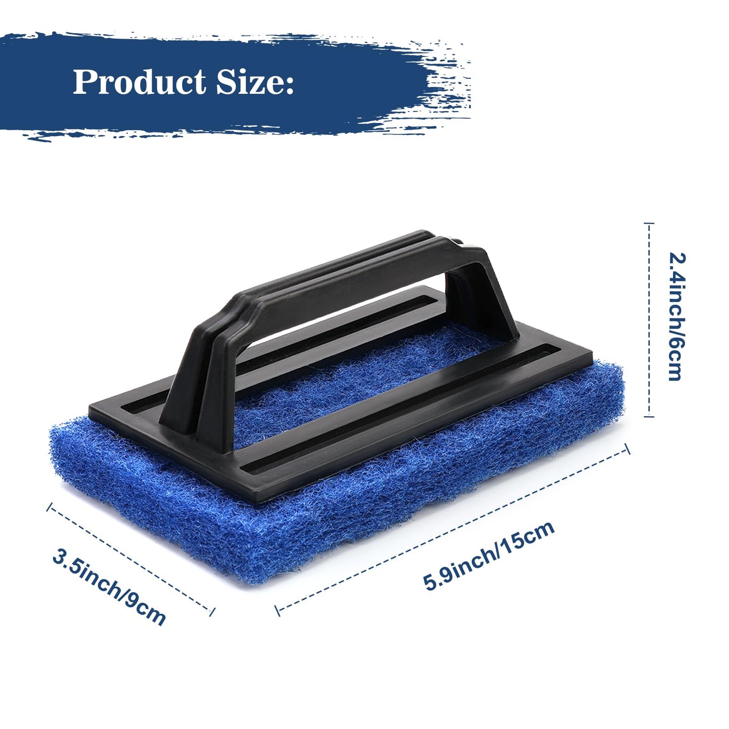 3 Pack Screen Printing Scrub Pad, Blue Scrub Cleaner Brush with Handle, Silkscreen Ink Remover for Reclaiming Mesh Frames