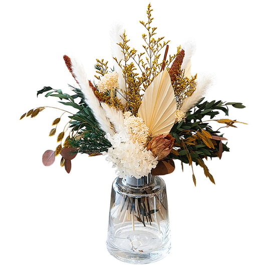 Natural Dried Flower Bouquet - Pampas Grass Decor, Fall Floral Arrangements with Eucalyptus, Plams, Hydrangea, Rustic Bouquet for Vase, Boho Table Centerpiece, Bohemia Home Wedding Decoration