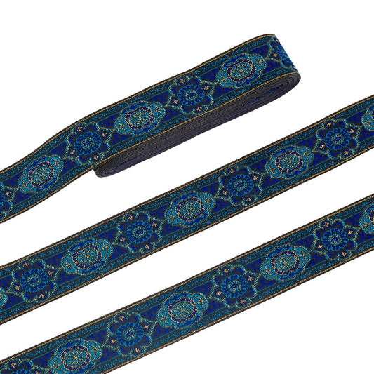 1.3 Inch Vintage Jacquard Ribbon, 7 Yards Emobridered Woven Ribbon Boho Fabric Sewing Woven Ribbon Persian Floral Trim Fringe Decor Trim for Ramadan Clothing Embellishment Decoration