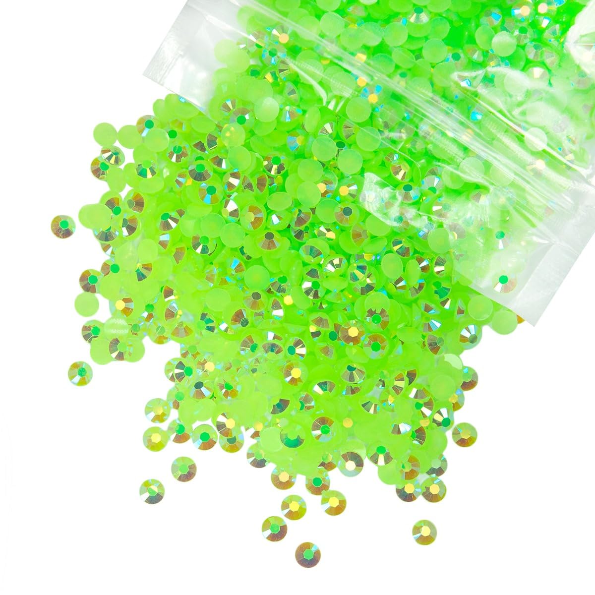 qiipii 3000PCS 4mm Fresh Green AB Resin Rhinestones for Crafting Peridot Green Flatback Jelly Stones Bulk SS16 Diamonds Gems Charms for Nails Face Eyes Makeup Tumblers DIY Crafts Decor Clothes Shoes