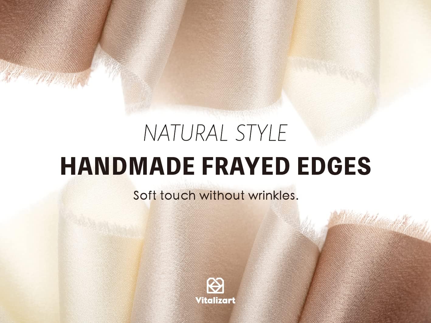 Vitalizart Silk Satin Ribbon 1-1/2 inch x 15 Yard with Wooden Spool Champagne & Nude Handmade Frayed Ribbons for Gift Wrapping Baby Shower Wedding Bridal Bouquets Holiday Decor