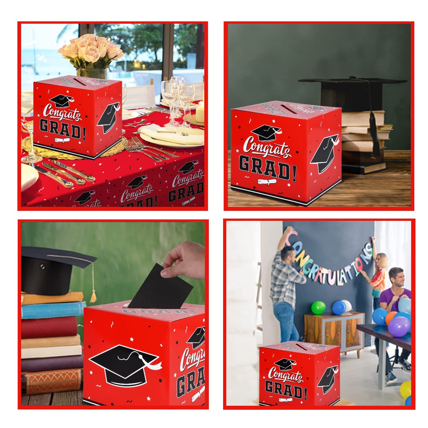 Gatherfun Graduation Decorations 2026 Grad Card Box for Gift Graduation Party Favors Decor Party Supplies Red