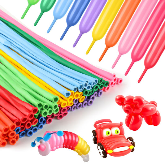 Voircoloria 100Pcs 260 Balloons Rainbow Long Balloons for Balloon Garland Thickening Skinny Latex Twisting Animals Modeling Christmas Birthday Wedding Party Decorations