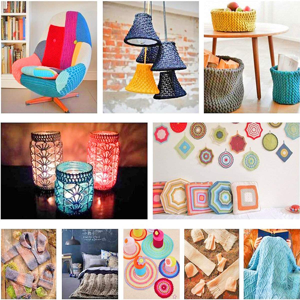 URWOOW 100 Pcs Crochet Hook Set with Yarn Knitting Needles Sewing Tools Full Set Knit Gauge Scissors Stitch Holders Household Tool Kit