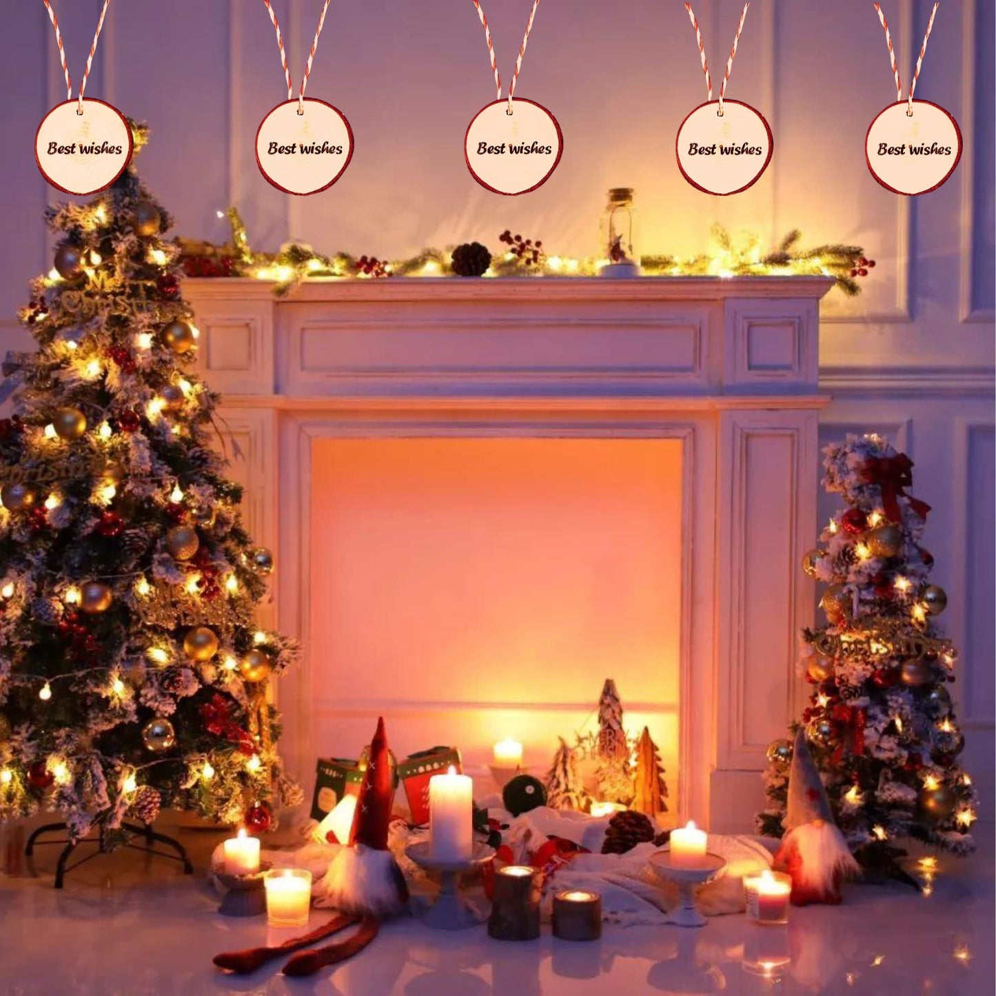 Natural Wood Slices TICIOSH Craft Unfinished Wood kit Predrilled with Hole Wooden Circles for DIY Crafts Wedding Decorations Christmas Ornaments Arts Wood Slices (50 Pcs 2.0-2.4 inches)