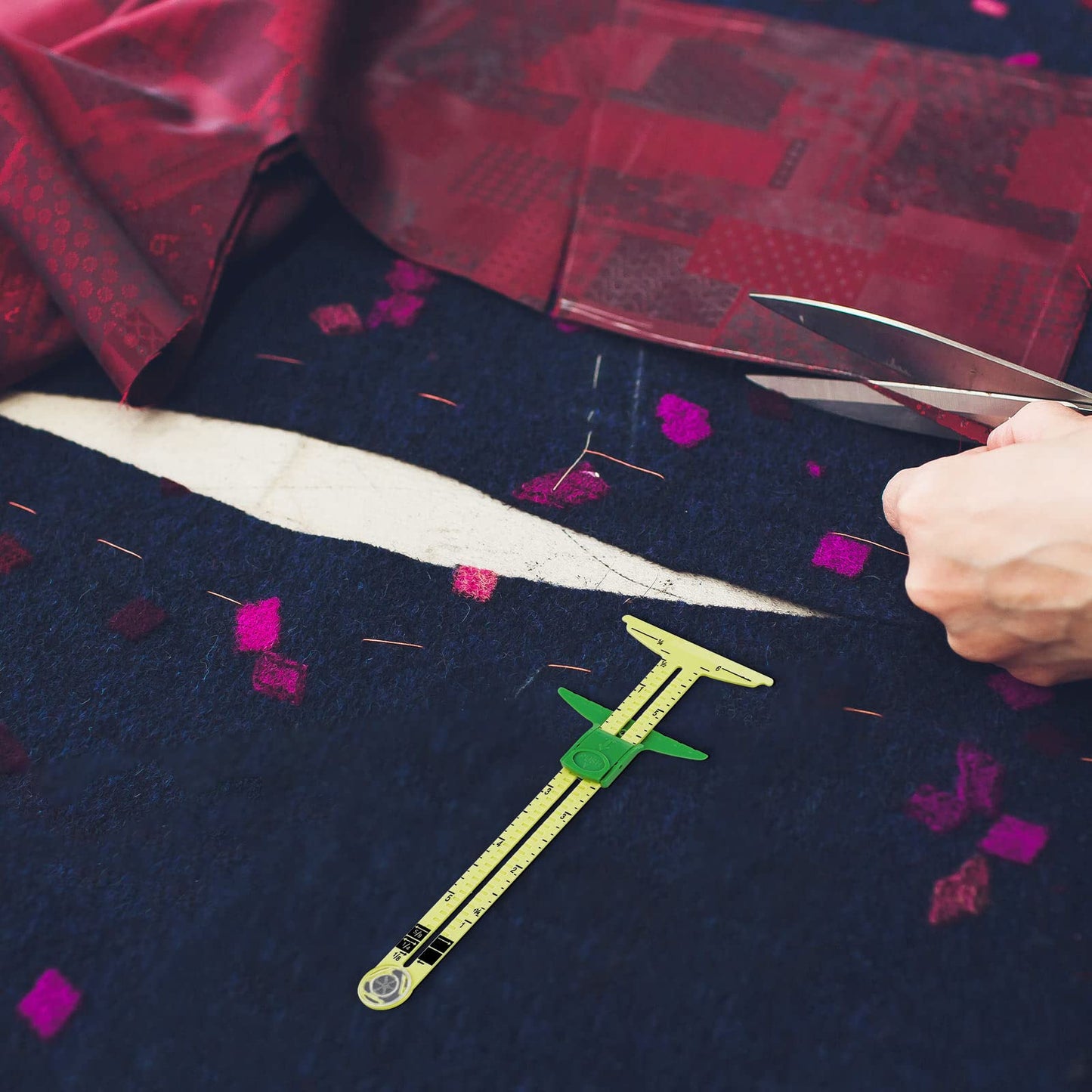 Sewing Gauge 3 Piece Seam Gauges for Sewing Fabric Hem Ruler T Shape Sewing Rulers 5 in 1 Sliding Gauge Sewing Tool for Knitting Crafting Sewing Beginner Supplies, 3 Styles