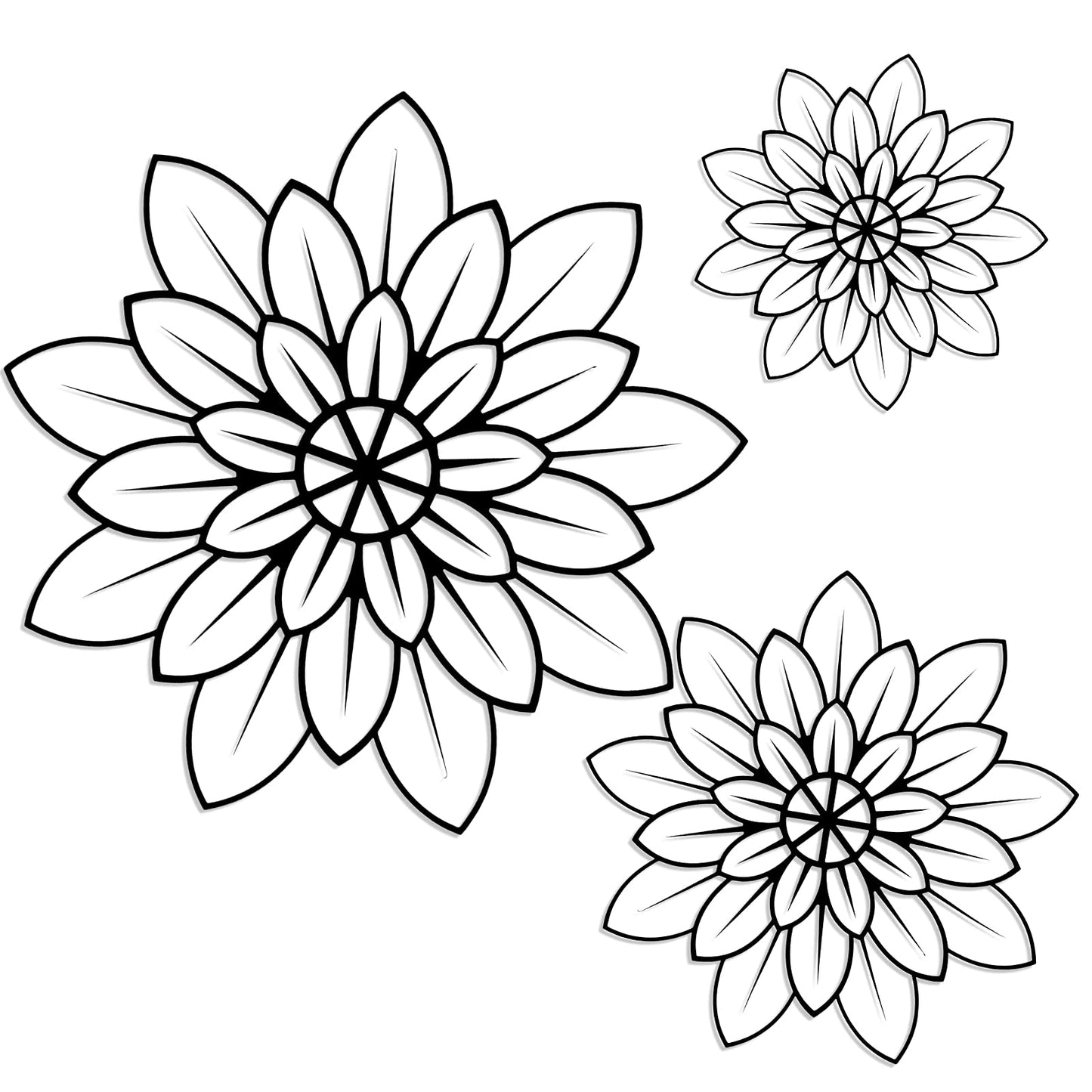 3 Pieces Metal Wall Art Metal Flowers Wall Decor Metal Wall Art Floral Home Decoration for Bedroom Living Room, Bathroom, Kitchen, Outdoor (Black)