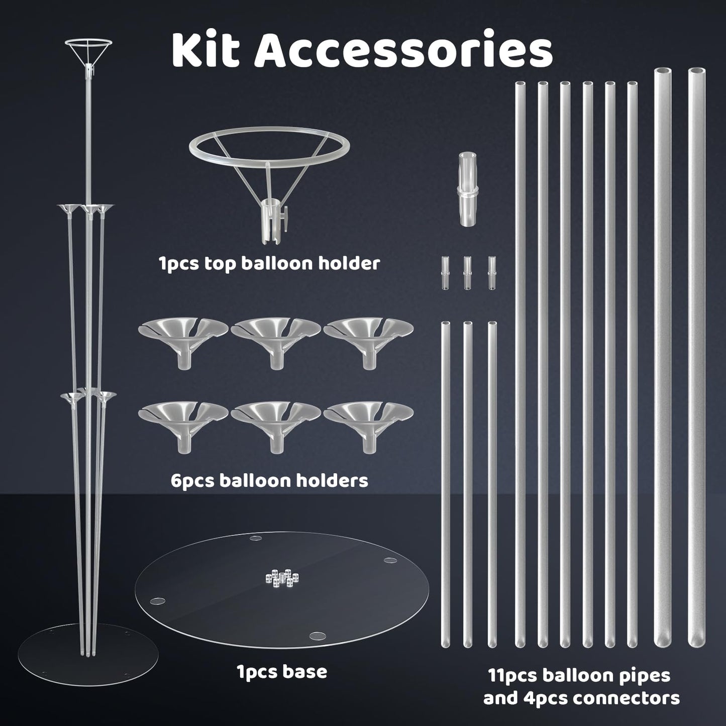 Balloon Stand 8 Set Balloon Sticks with Base Balloon Stands, Balloon Arch Stand for Birthday Decorations, Balloon Arch Kit for Table Balloon Holders for Party Decorations New Year Halloween Wedding