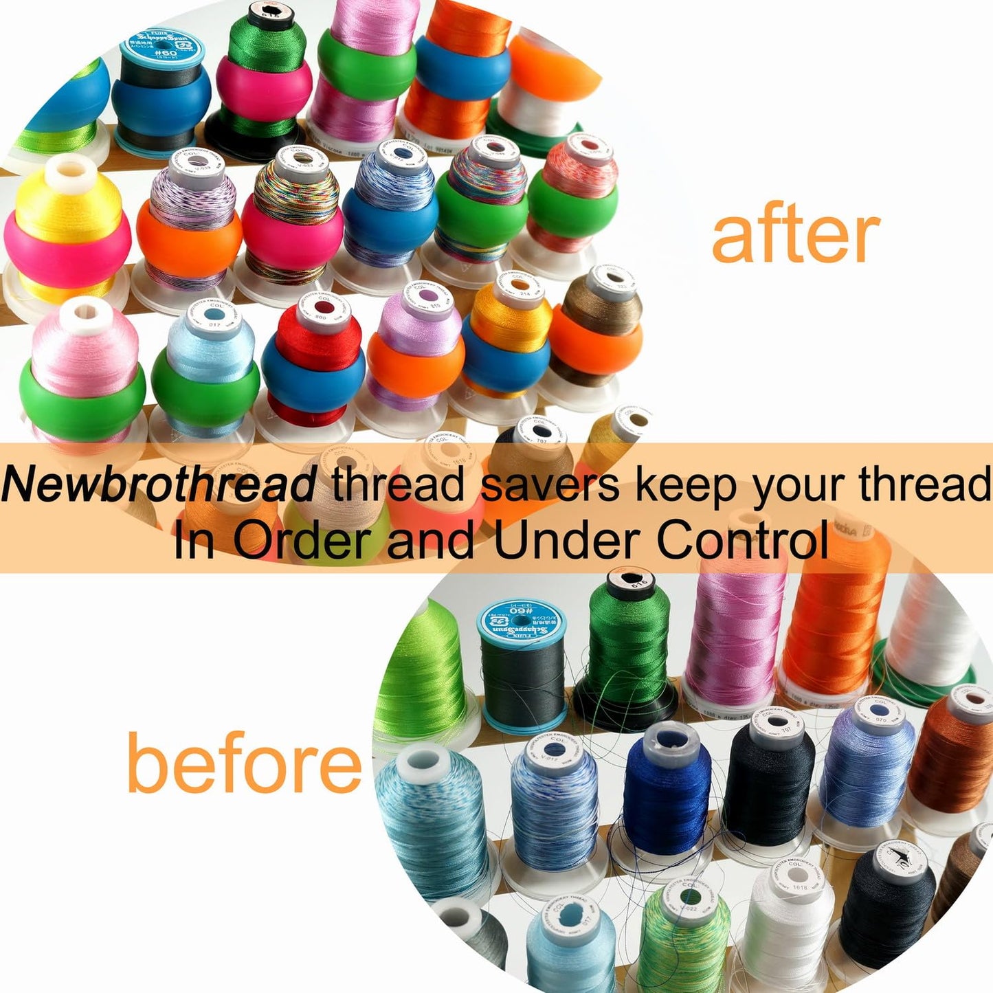 New Brothread 100pcs Thread Spool Savers/Spool Huggers - Prevent Thread Tails from Unwinding - No Loose Ends for Sewing and Embroidery Machine Thread Spools