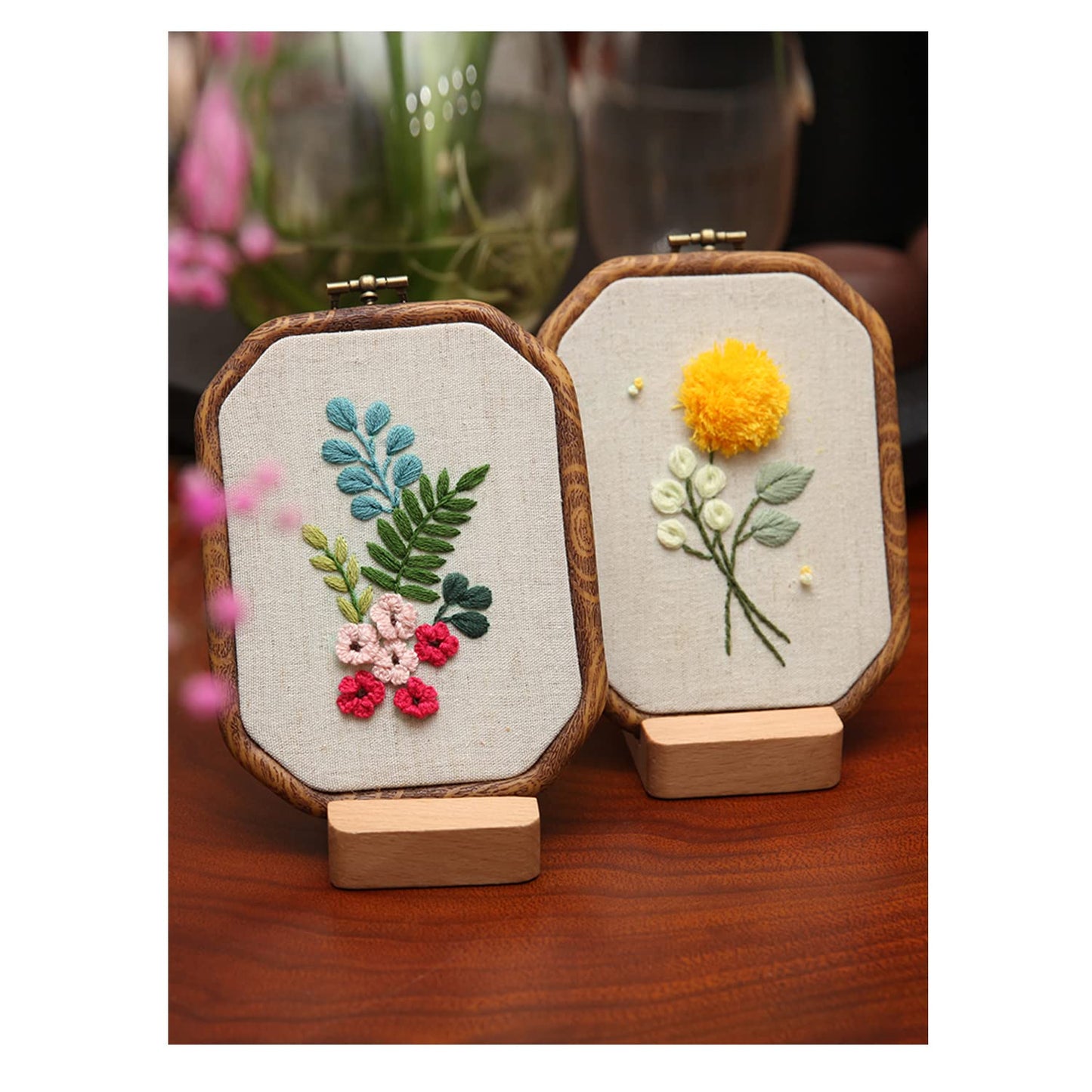 Maydear 3 Pack Embroidery Starter Kit with Pattern, Stamped Cross Stitch Kits for Beginners Adults with Embroidery Hoop and Instructions, Hand Embroidery Kit (B Set Embroidery Starter Kit)