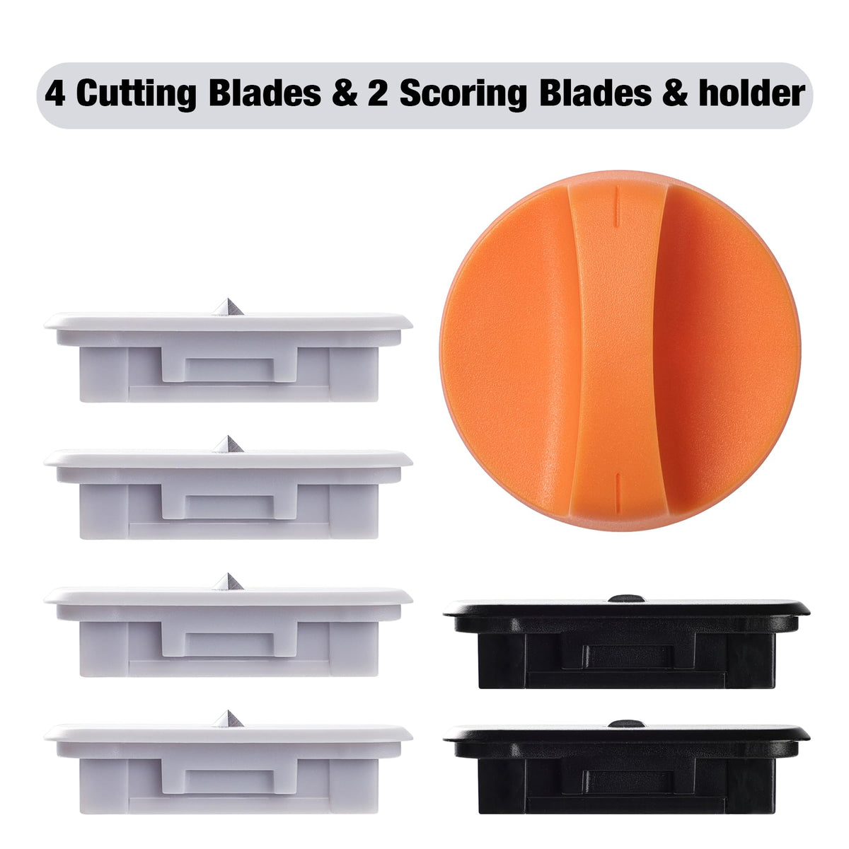 Likart 6-Pack Paper Cutter Replacement Blades kit, Portable Trimmer Cutting Blades Compatible for Portable Trimmer/Basic Trimmer/Roll Holder,4 Cutting Blades & 2 Scoring Blades with a Holder,Orange