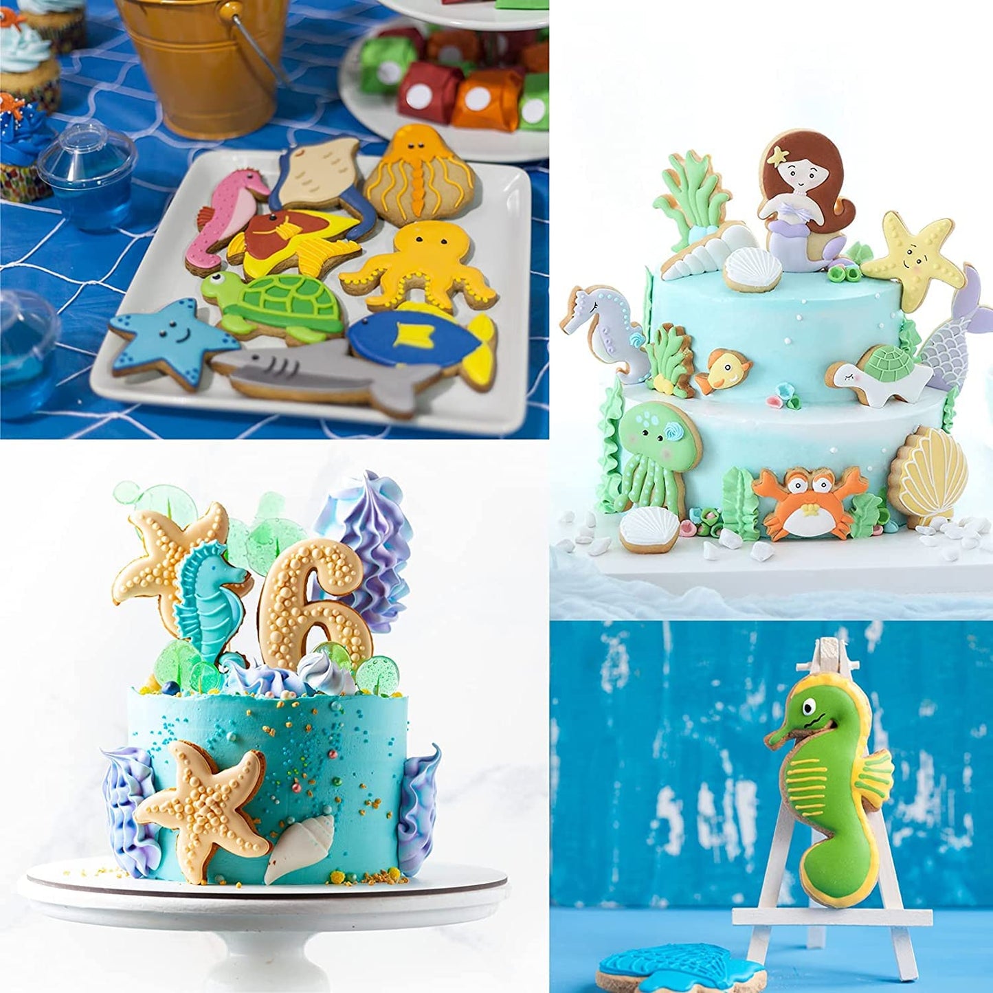 12PCS Ocean Creatures Cookie Cutters Set, ISZW Stainless Steel Marine Species Shapes Baking Mold for Kids Baking, Metal Cookie Sandwich Biscuit Cutter Molds for Kids Birthday Party DIY Cake Decoration