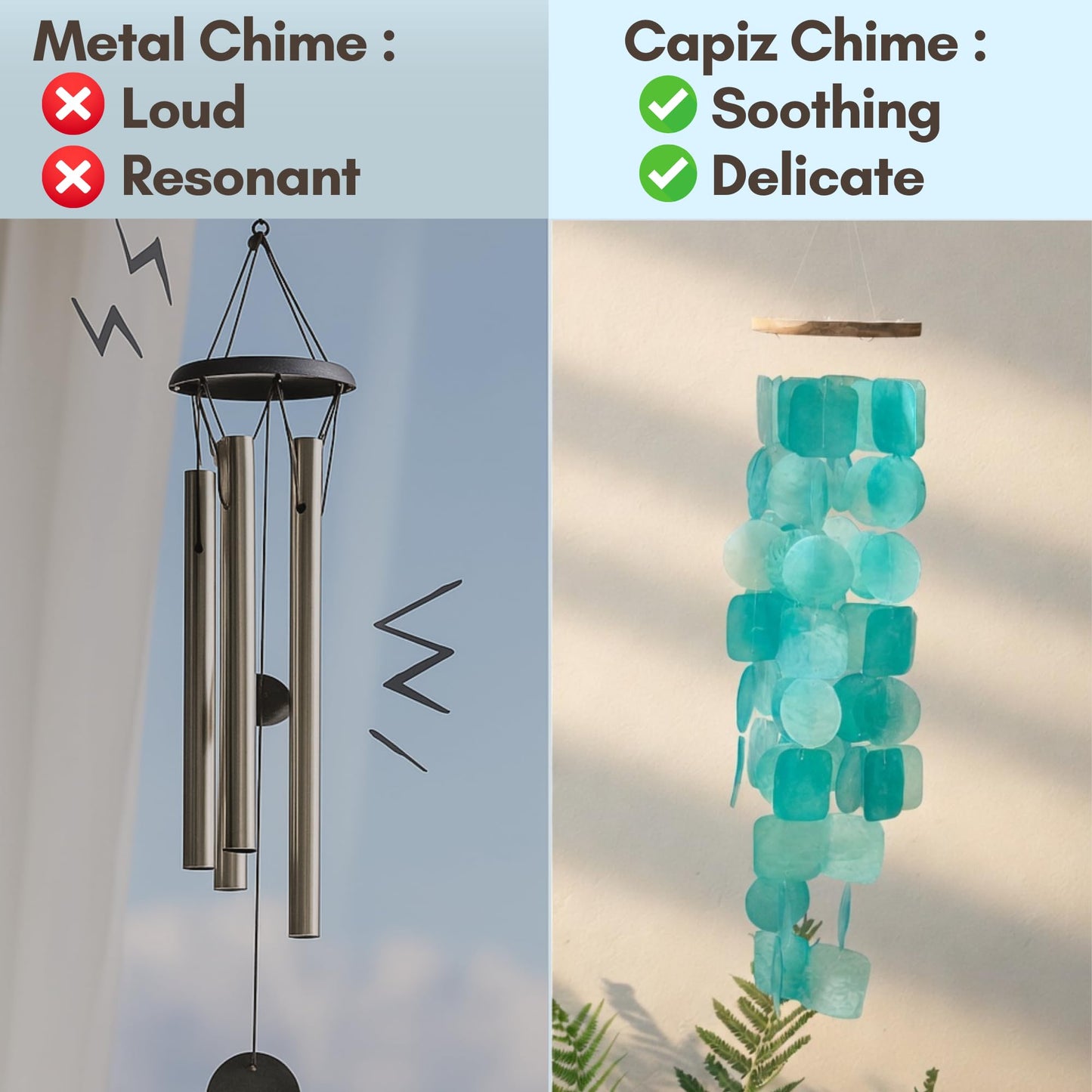 Solange & Frances Wind Chimes for Outside. Capiz Shell Wind Chime Outdoor Decor. Unique House Decor and Gifts for Women Who Have Everything. Ideal for Mom