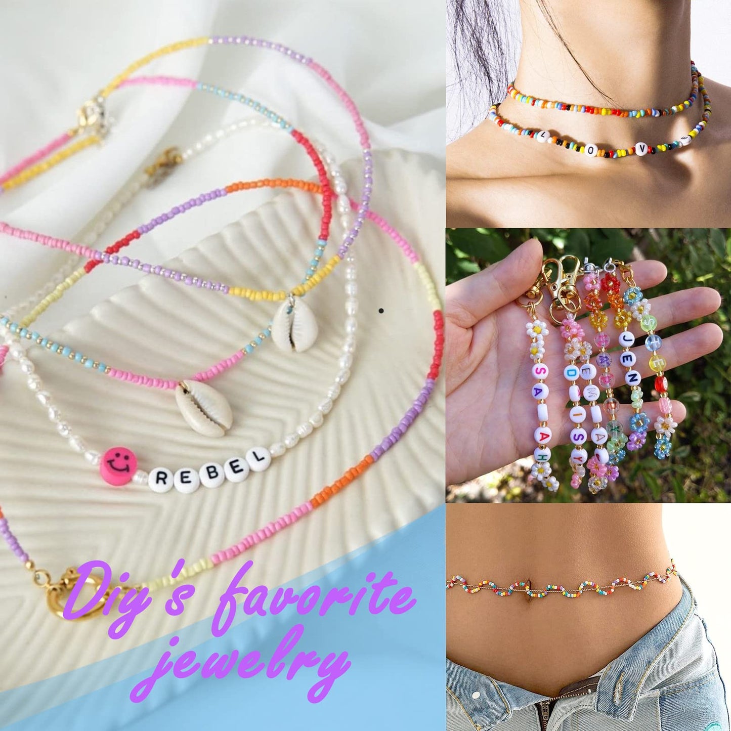 Greentime 45000pcs 2mm Seed Beads for Bracelet Making Kit Small Rainbow Beads 11/0 for DIY Crafts Bracelets Necklaces Rings Waist