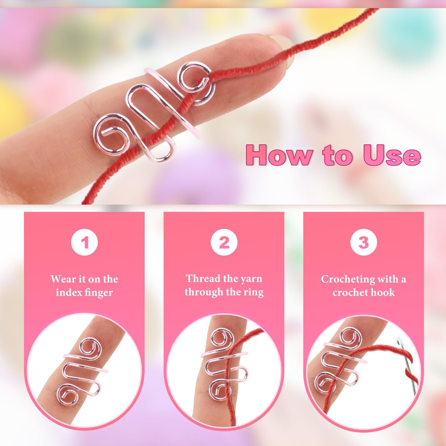 4Pcs Crochet Ring + 120Pcs Stitch Markers Adjustable Crochet Tension Rings for Finger Handmade Open Yarn Guide Crocheting Rings Knitting Accessories with Box,The Ideal Aid to Crochet Supplies