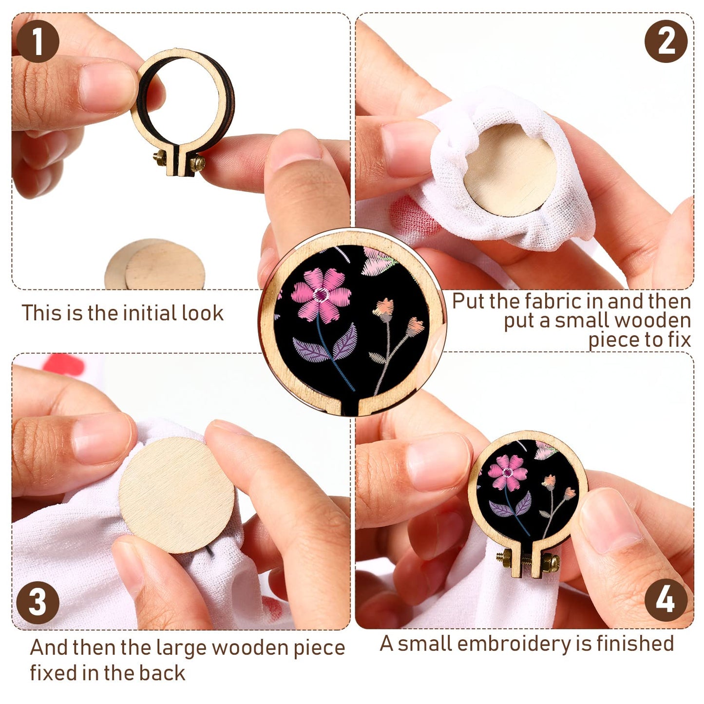 20 Pieces 1 Inch Mini Embroidery Hoops Christmas Wooden Small Tiny Embroidery Hoops Adjustable Circle Cross Stitch Ring Bulk for Home Ornaments Art Craft Handy Sewing