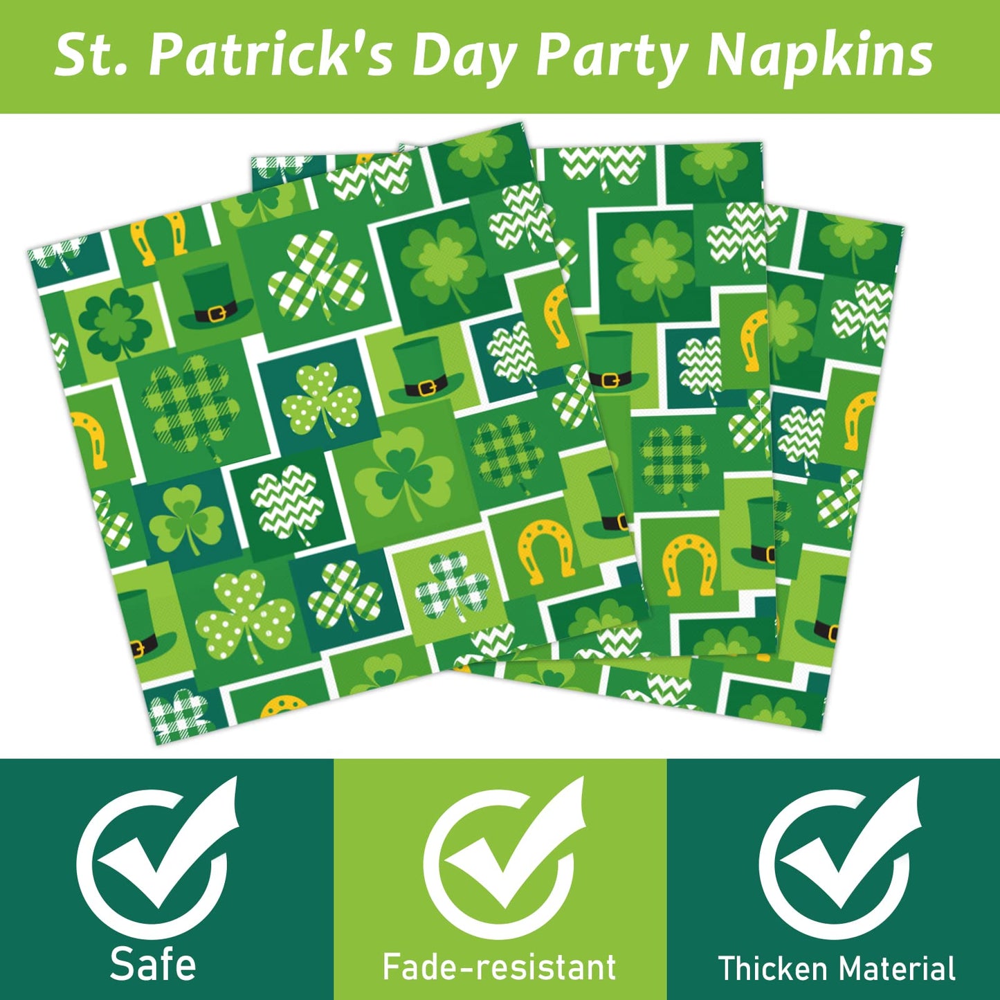 96 Pcs St. Patrick’s Day Tableware Set Lucky Green Shamrock Plates Irish Festival Party Plates St. Patrick’s Day Plates and Napkins Paper Plates Napkins Forks for 24 Guests