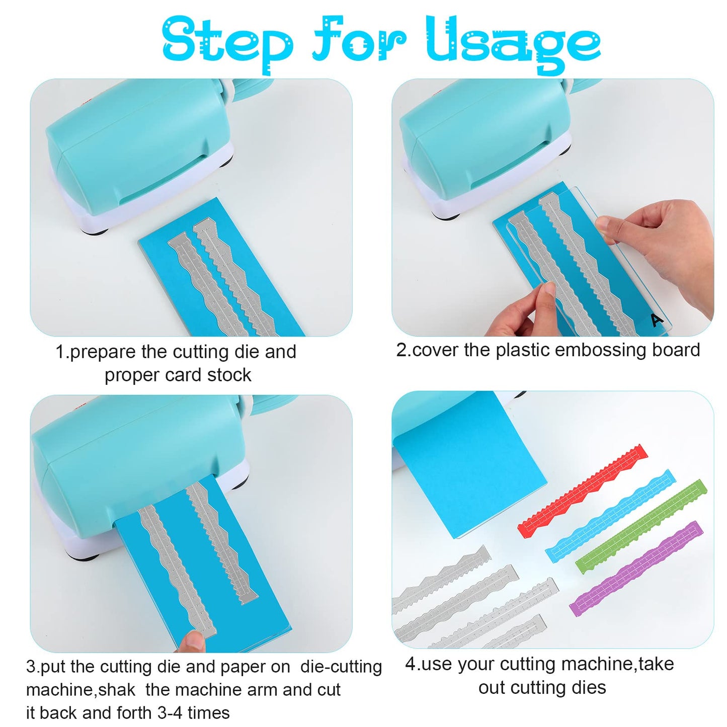 4 Pieces 8.4 Inches Metal Irregular Edges Ruler Deckle Edges Ruler Measuring Embossing Cutting Dies Paper Tearing Ruler for Card Making Scrapbooking Craft Decor Office DIY Tools