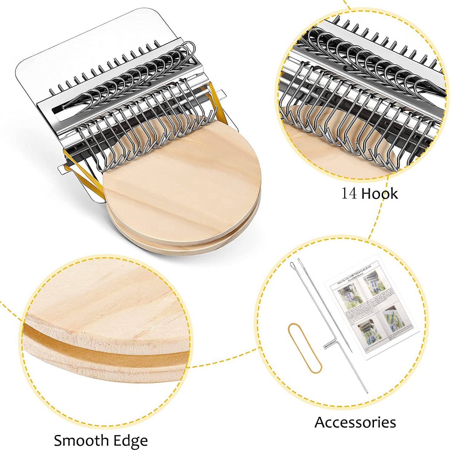 Small Loom Speedweve Type Weave Tool,darning Loom Quickly Mini Mending Convenient Darning Loom for Mending Jeans Socks Clothes Loom Machine Makes Beautiful Stitching Diy Weaving Arts (14 Hooks)