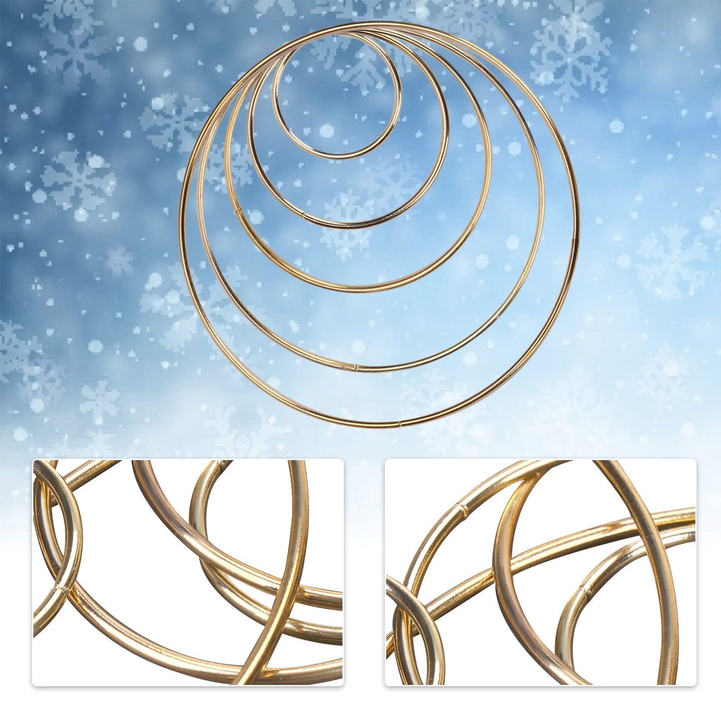 Dream Catcher Rings, 10PCS Wreath Macrame Rings Gold Metal Floral Hoops for Making Wedding Wreath Decor Wall Hanging Crafts, 5 Sizes(2" x2, 3" x2, 4" x2, 5" x2, 6" x2)