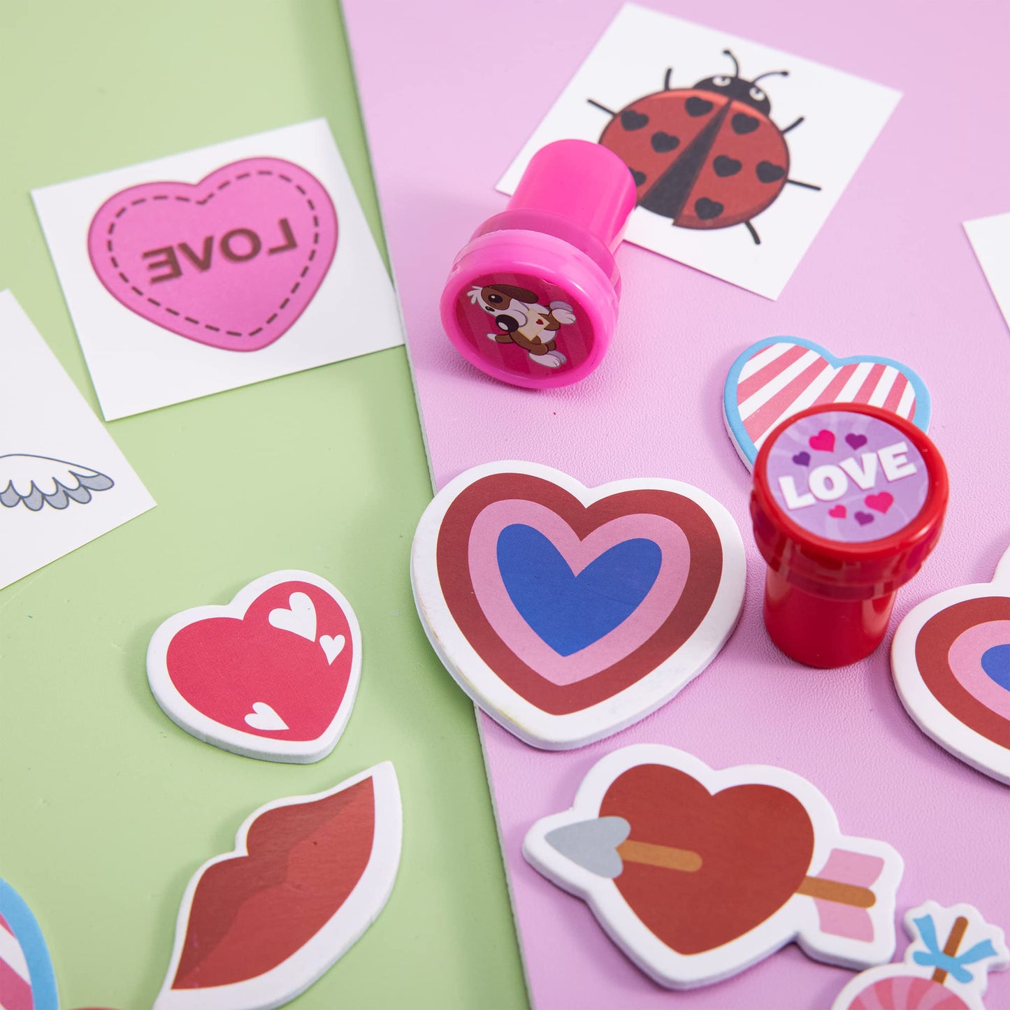 JOYIN 700+ Pcs Valentines Day Stickers, Stampers & Tattoos Party Favor Supplies Craft Set, Foam Stickers for Kid Decorations, Photo Props, School Classroom Holiday Exchange Game Prizes, Art Craft