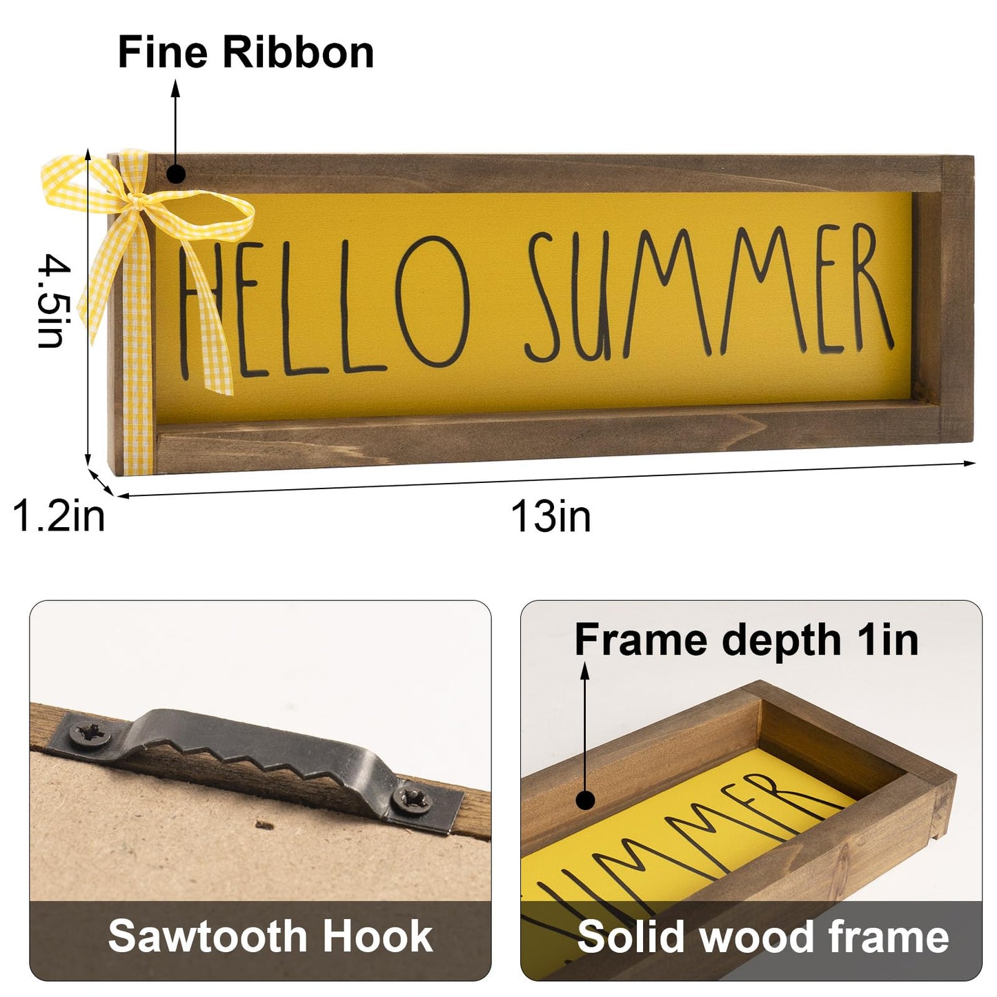 Summer Decorations For Home Hello Summer Wooden Sign Wall Table Centerpieces Shelf Mantle Office Decorative Wood Signage Rustic Farmhouse House Indoor Seasonal Decor