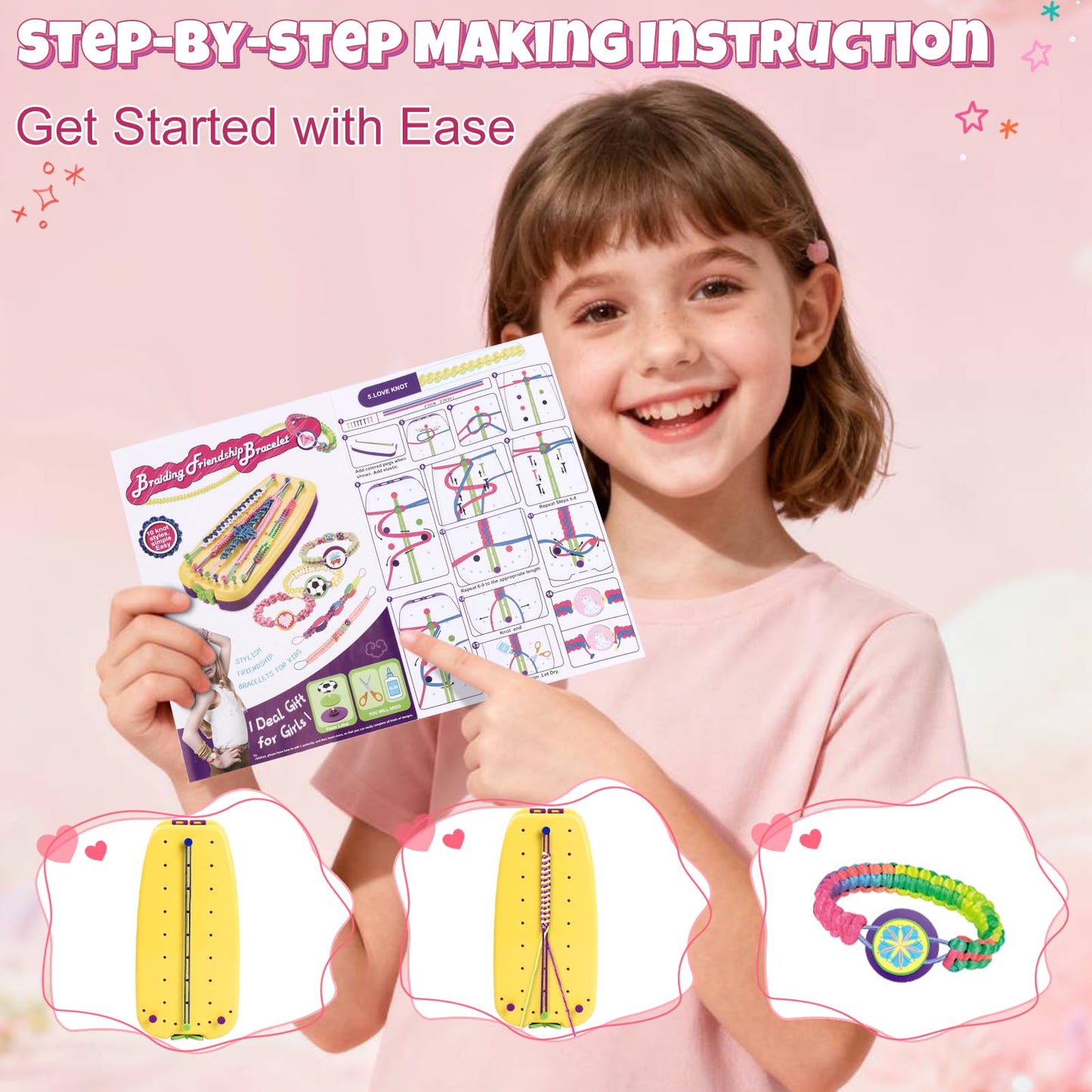 VIDIBESTY Stretchy Bracelet Making Kit for Girls 6-12, Elastic String DIY Arts & Crafts Bulk Toy Set, Friendship Jewelry Maker Tool, Popular Christmas Birthday Gifts for Kids Ages 7 8 9 10 11(112PCS)