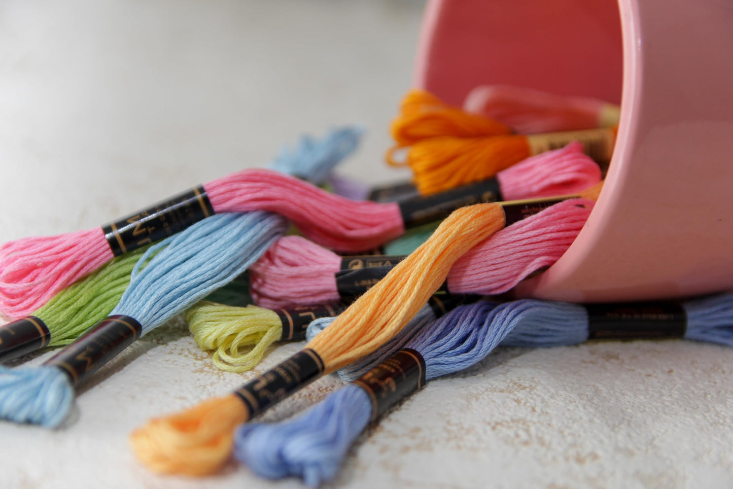 Pack of 12 Popular Colours Premium Embroidery Thread | 100% Egyptian Cotton Premium Skeins | Cross Stitch Embroidery Floss | Oeko TEX Certified| (12, Spring Macaron)