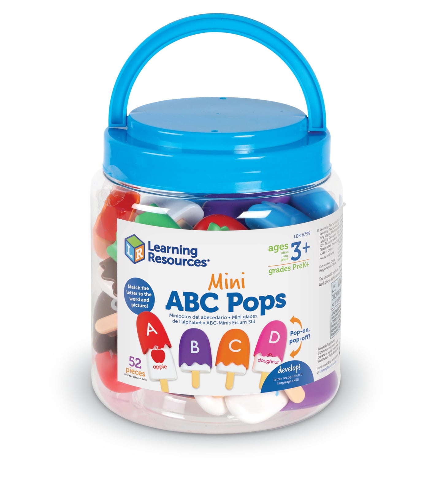 Learning Resources Mini ABC Pops – Alphabet Learning Toys, ABC Puzzle, Phonics Games for Toddlers, Fine Motor Toys, Play Food Set, Preschool Learning Activities, Sensory Bin Letters, Gifts for Kids