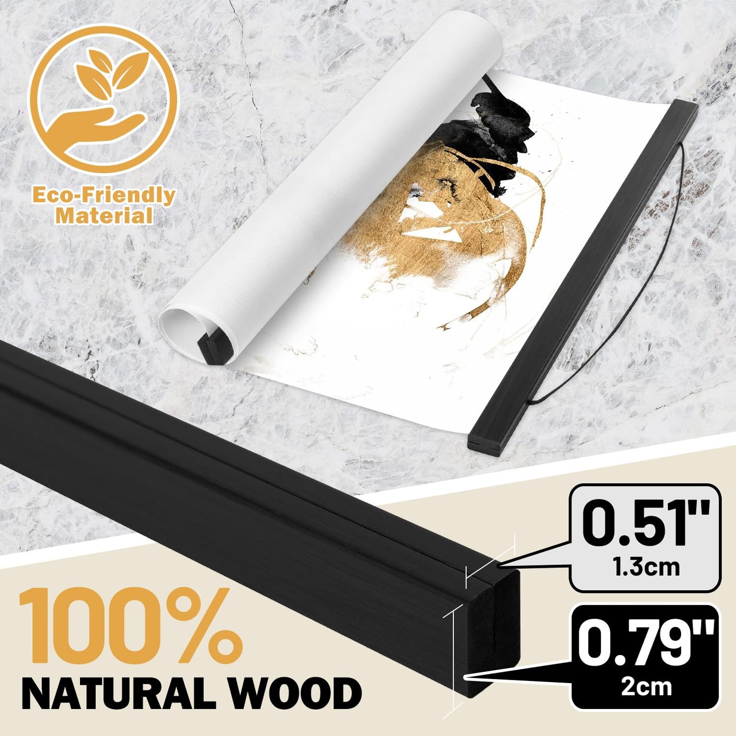 4 Pack 8x10 8x12 8x18 Poster Frame, Magnetic Light Wood Frame Hanger for Photo Picutre Canvas Artwork Art Print Wall Hanging (4 Packs, 8", Black)