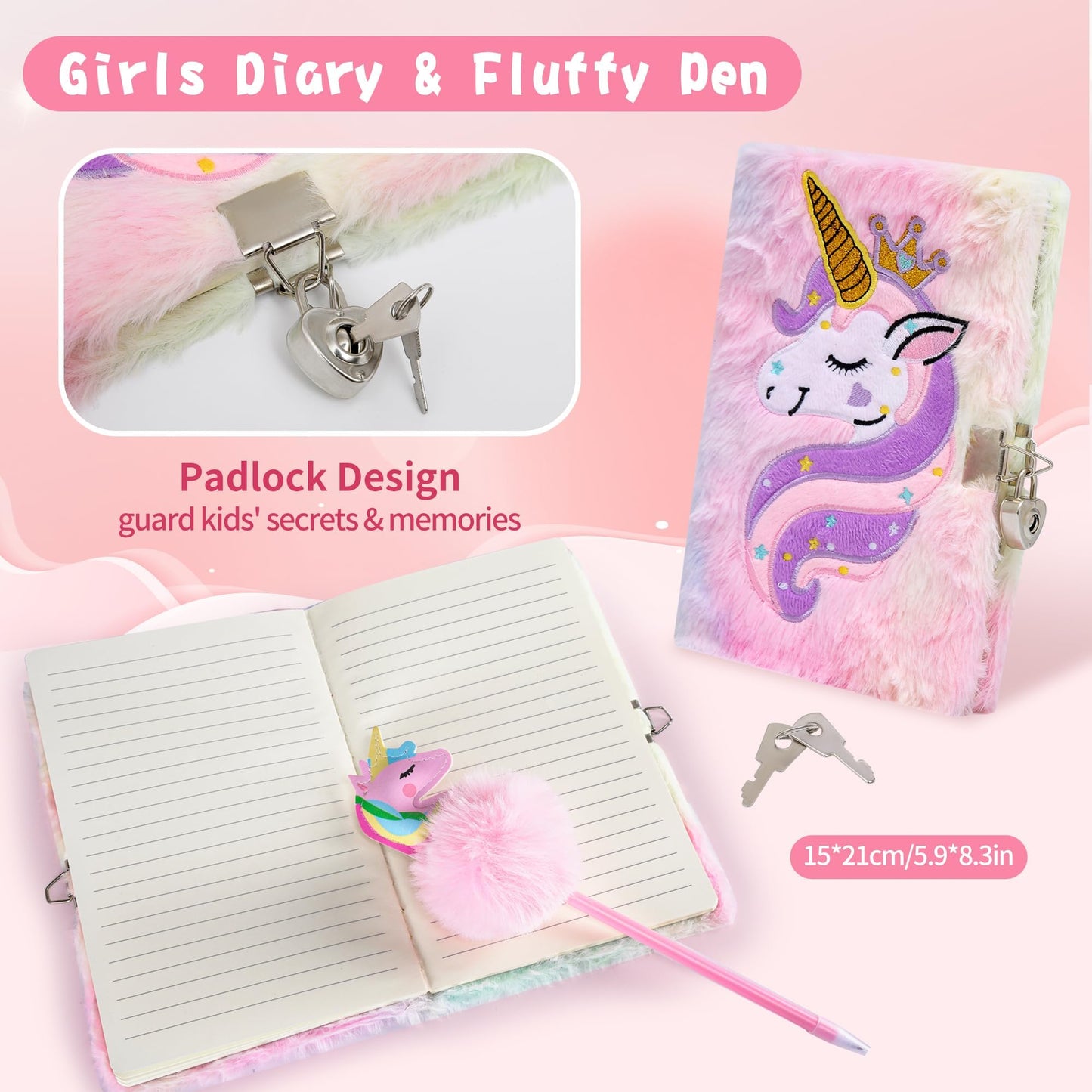 Cherry Tale Unicorn Toys for Girls Age 4-6, Kindergarten Graduation Gifts for Girls, Birthday Gifts Set with Plush Diary Kit, for Daughter Niece 5 6 7 8 9 10 Year Old