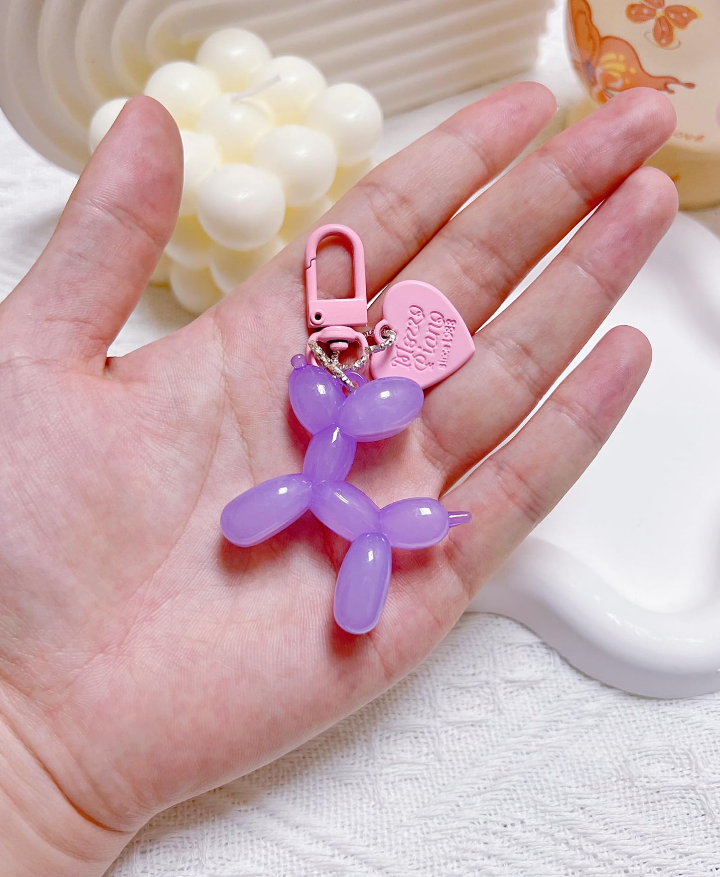LAEKOU Jelly Balloon Dog Design Keychain for Women, Cute Girls Key Chain, Bag Charms Accessories for Car Purse Backpack