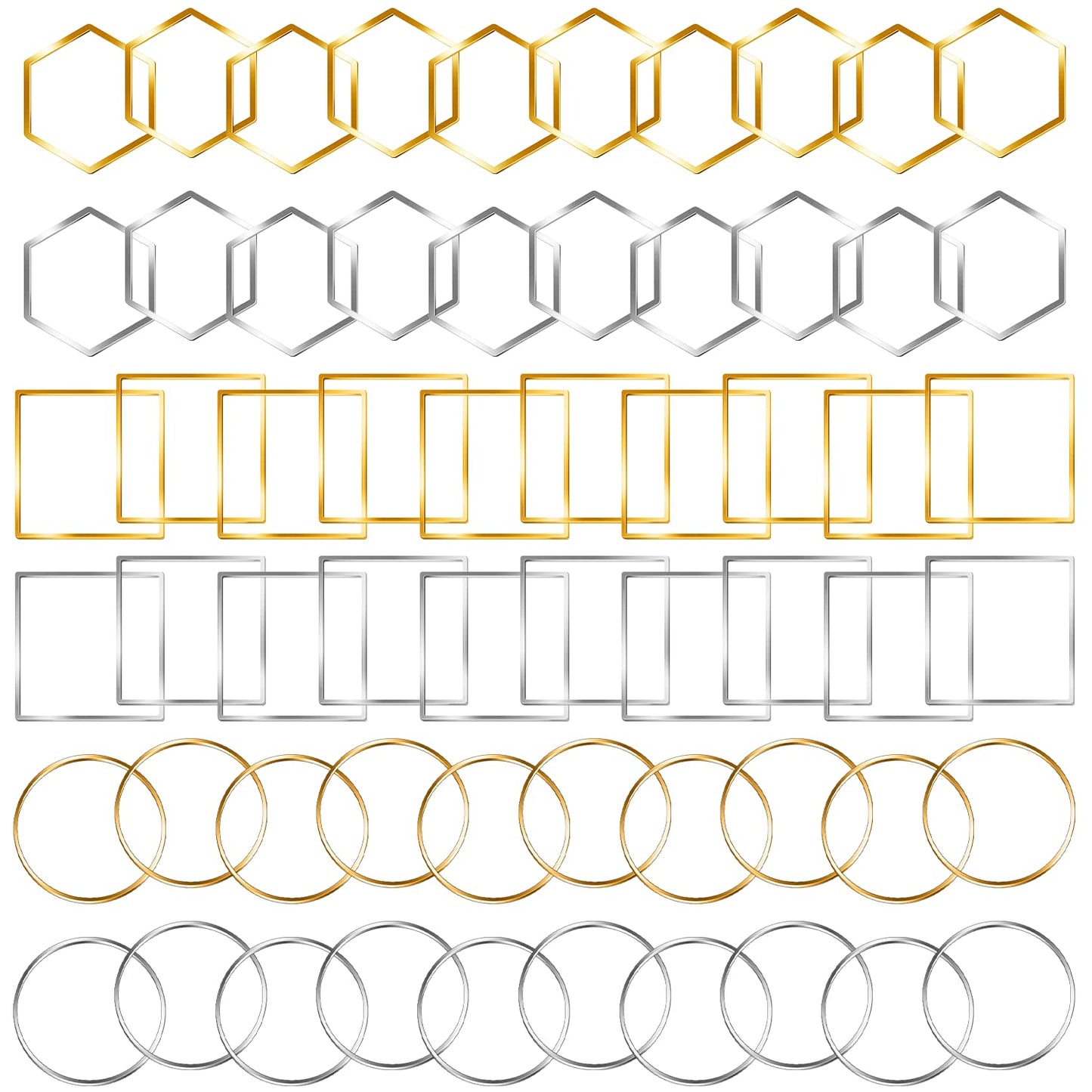 FANMAOUS Earrings Beading Hoop for Jewelry Making, Earrings Findings Hoops Earring Charms Open Bezel Pendant Frame for DIY Craft,Earring Necklace,Crafts Supplies (60 pcs (Round/Square/Hexagon))