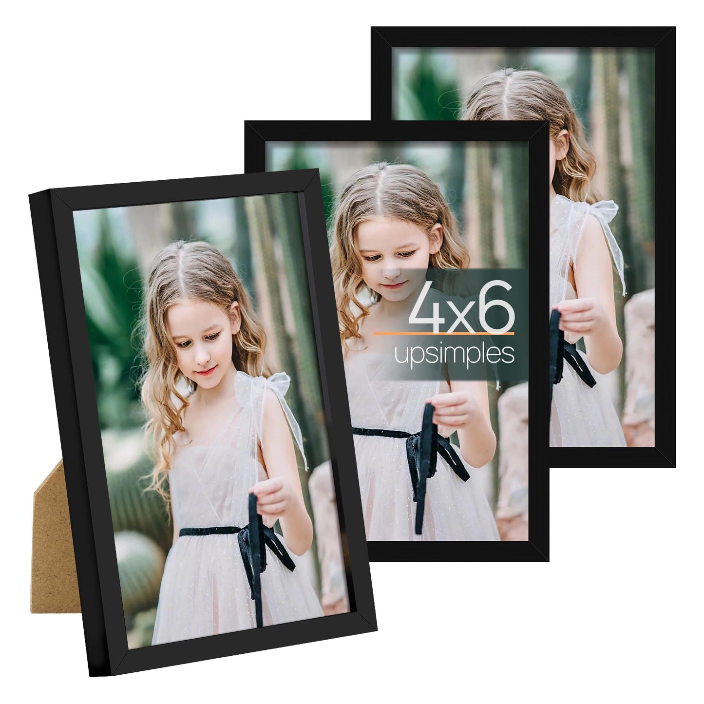 4x6 Picture Frame Set of 3, Made of High Definition Glass for 4 x 6, Wall and Tabletop Display Thin Border Photo Frames for Home Décor, Black