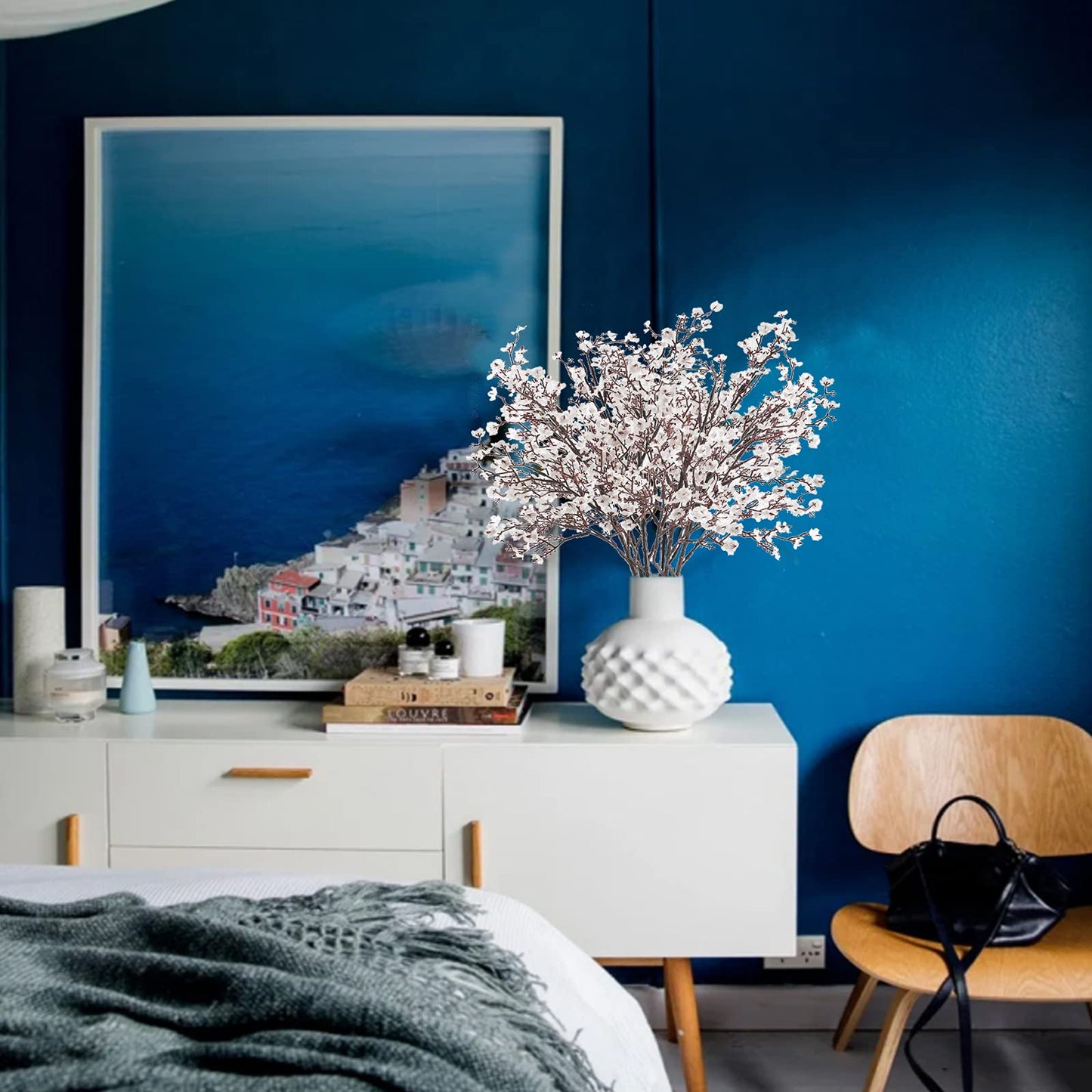 Babys Breath Artificial Flowers 6 Bundles White Fake Silk Flowers Faux Gypsophila Bouquets Real Touch Fake Flowers Bulk for Home Decor DIY Wedding Party Table Centerpieces Decor