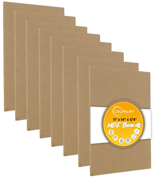 (8-Pack) CalPalmy 11” x 14” MDF Boards - 1/4” Thick Boards for Carpentry, Interior Design, Hobby Crafts, and More - with Smooth, Unfinished Sides and Sanded Edges