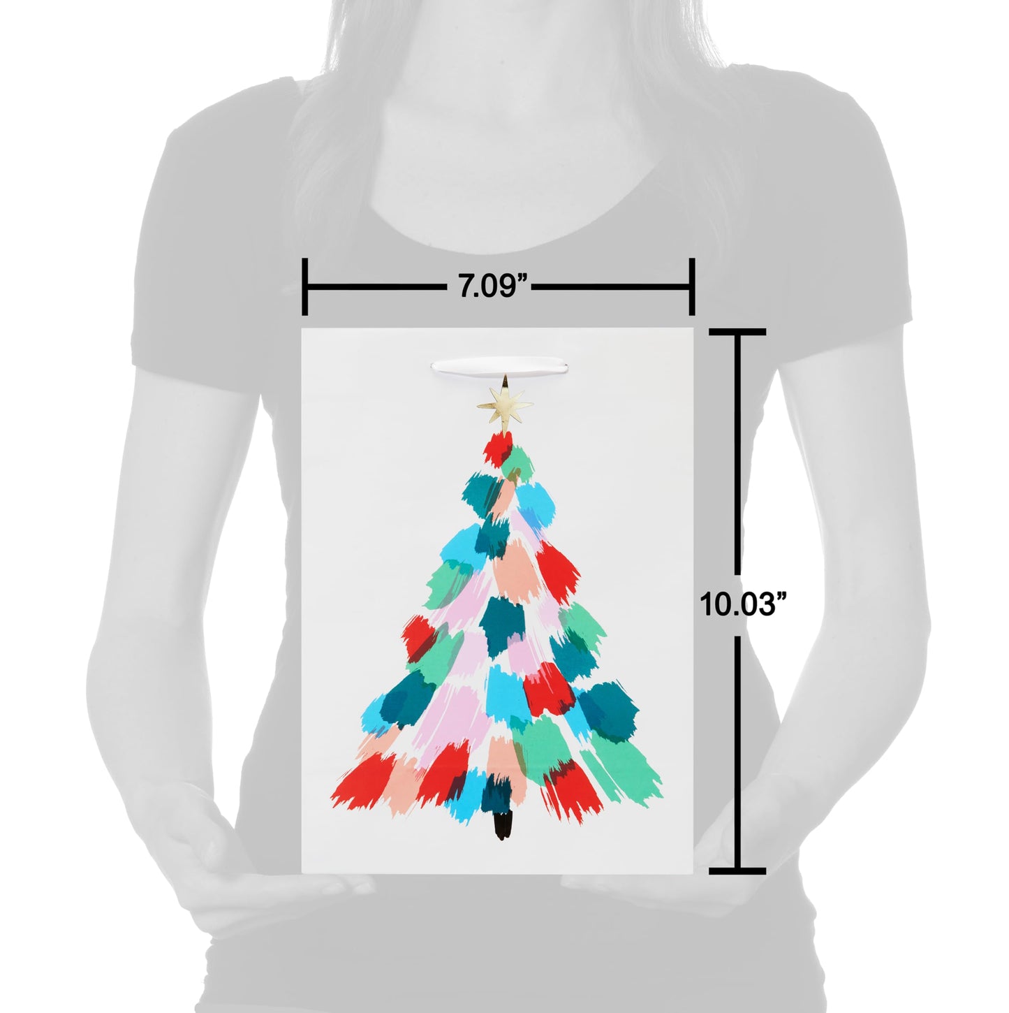 American Greetings 10" Medium Christmas Gift Bags, Santa, Ornaments, Stripes (4 Bags)